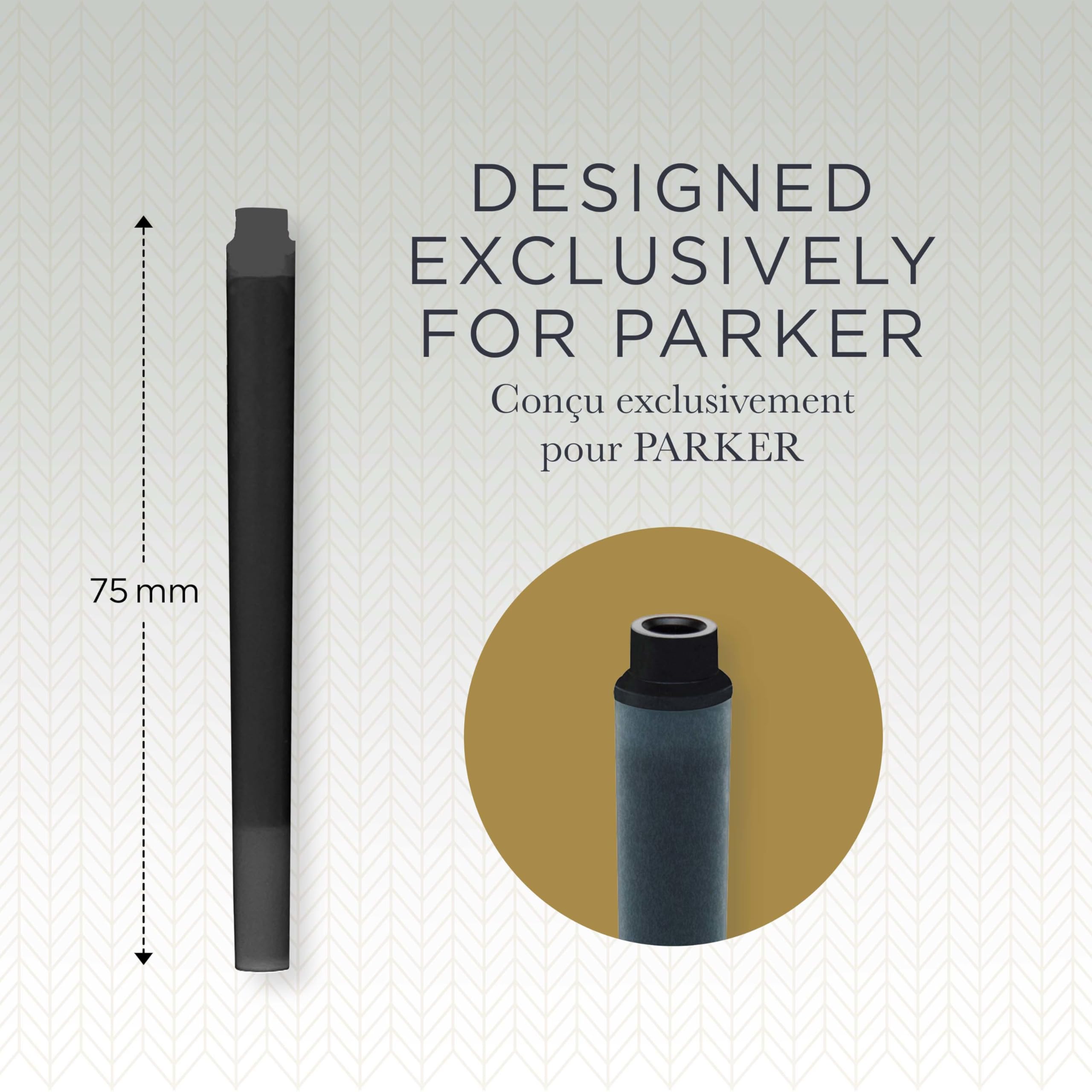PARKER QUINK Long Fountain Pen Ink Refill Cartridges - Black Ink | 10 Count