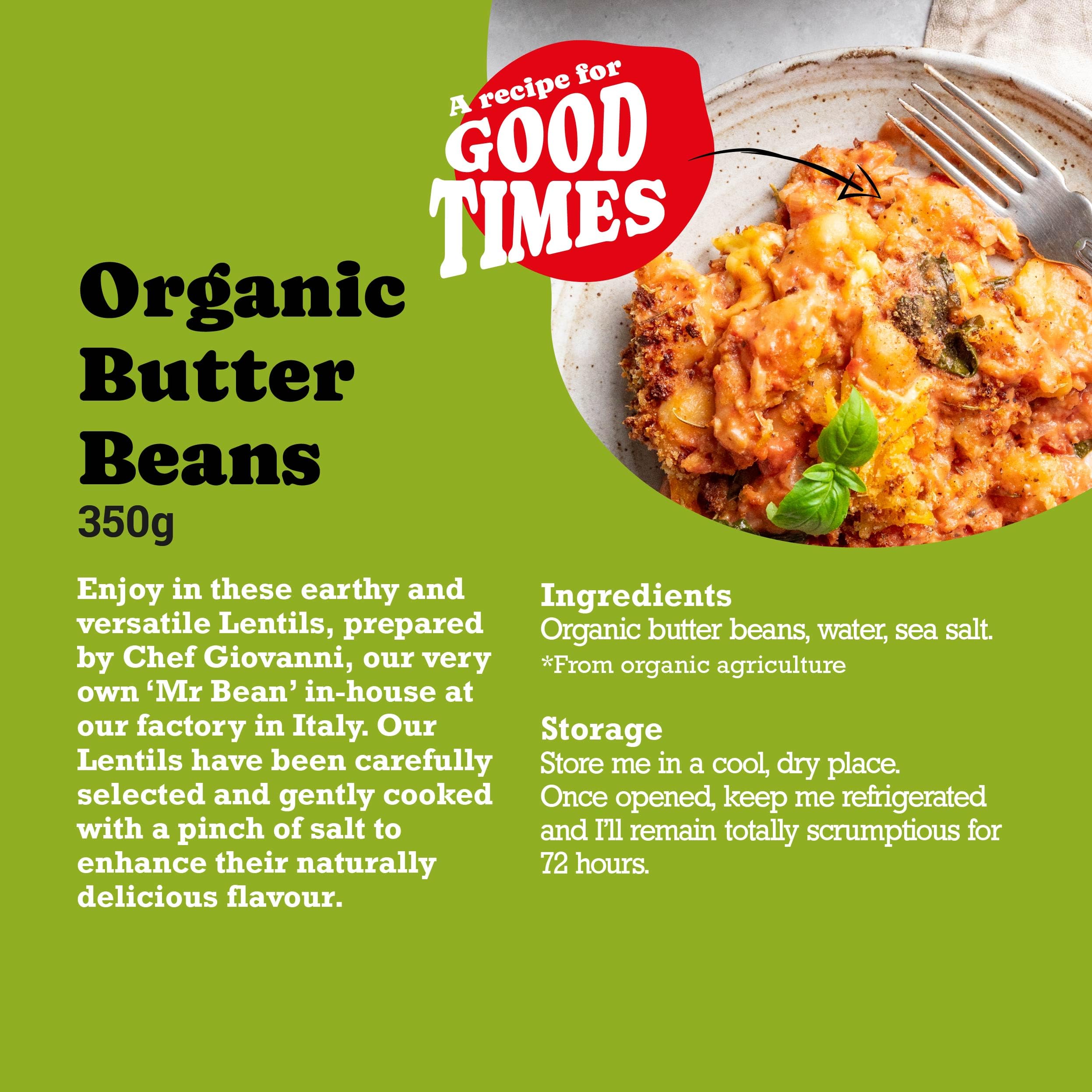 Mr Organic Butter Beans - Organic, High Protein & Fibre, Ready-to-Eat Tinned Legumes in Glass Jar