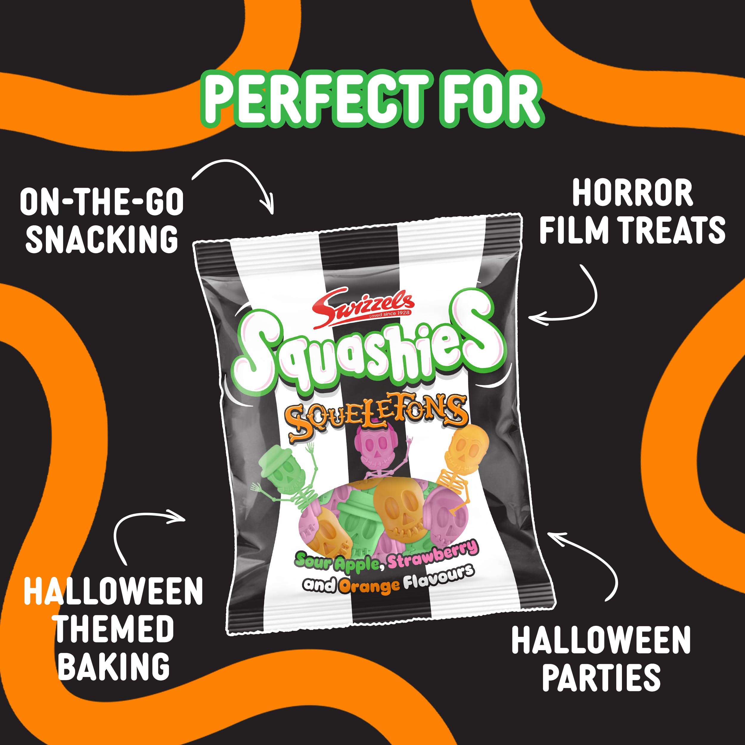 Swizzels Squashies Squeletons 120g - Halloween Chewy Sweets, Trick or Treat Candy