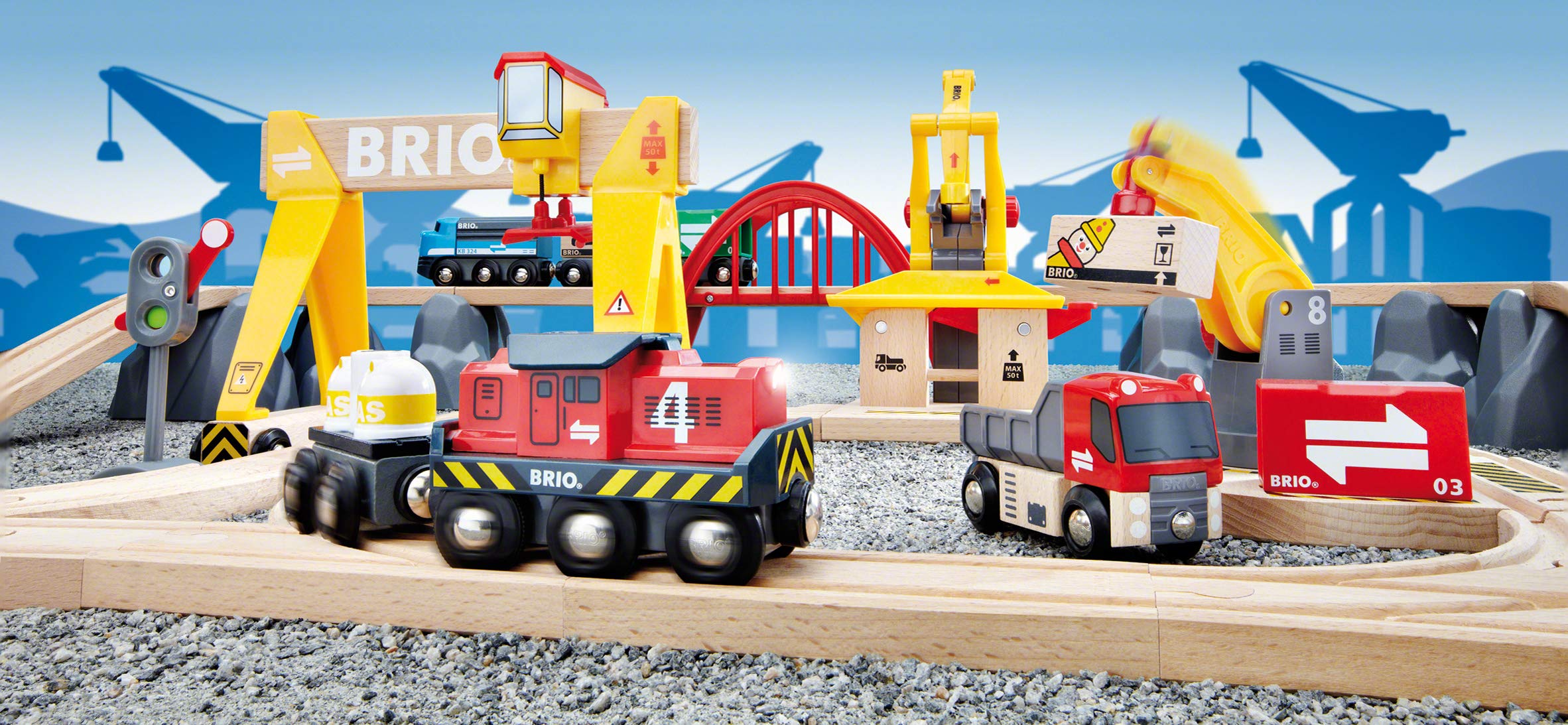 BRIO World Deluxe Cargo Wooden Railway Train Set | 54 Pieces | Age 3+
