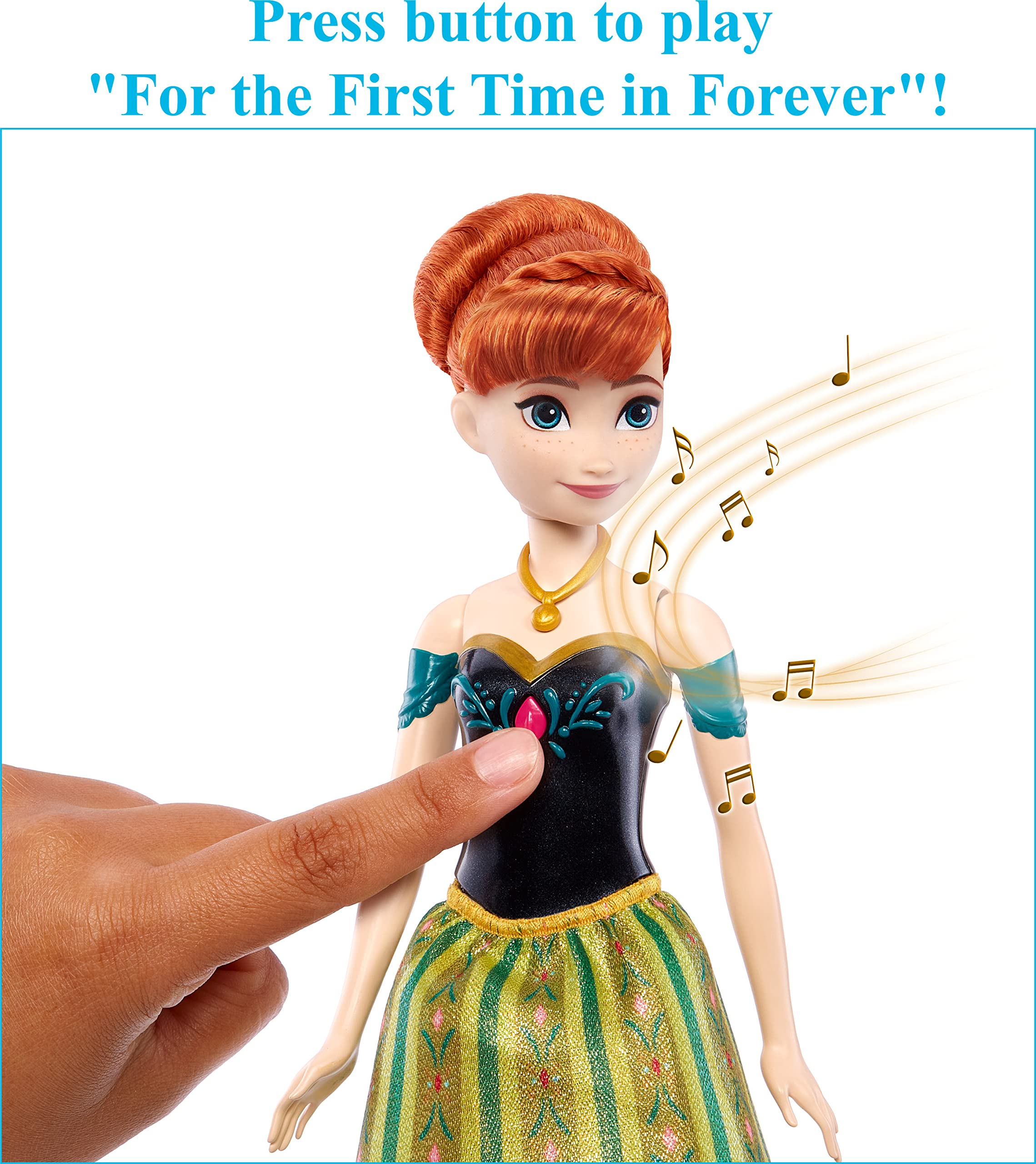 Disney Frozen Singing Anna Doll - Plays 'For the First Time in Forever' Song, Wears Signature Castle Outfit, Soft Brushable Hair, Ages 3+, HLW56 4