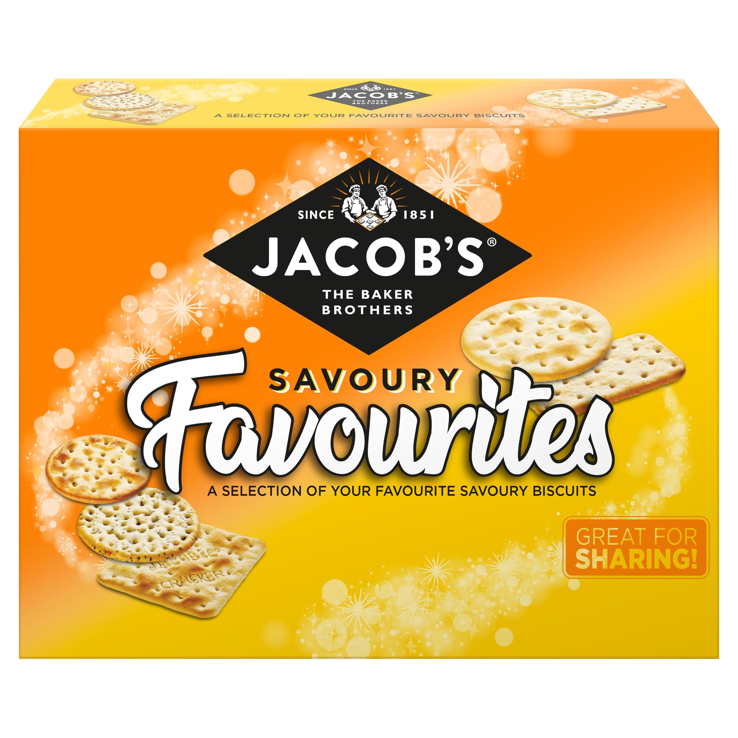 Jacob's Savoury Favourites Selection Box - Assorted Savoury Crackers for Cheese, 200g