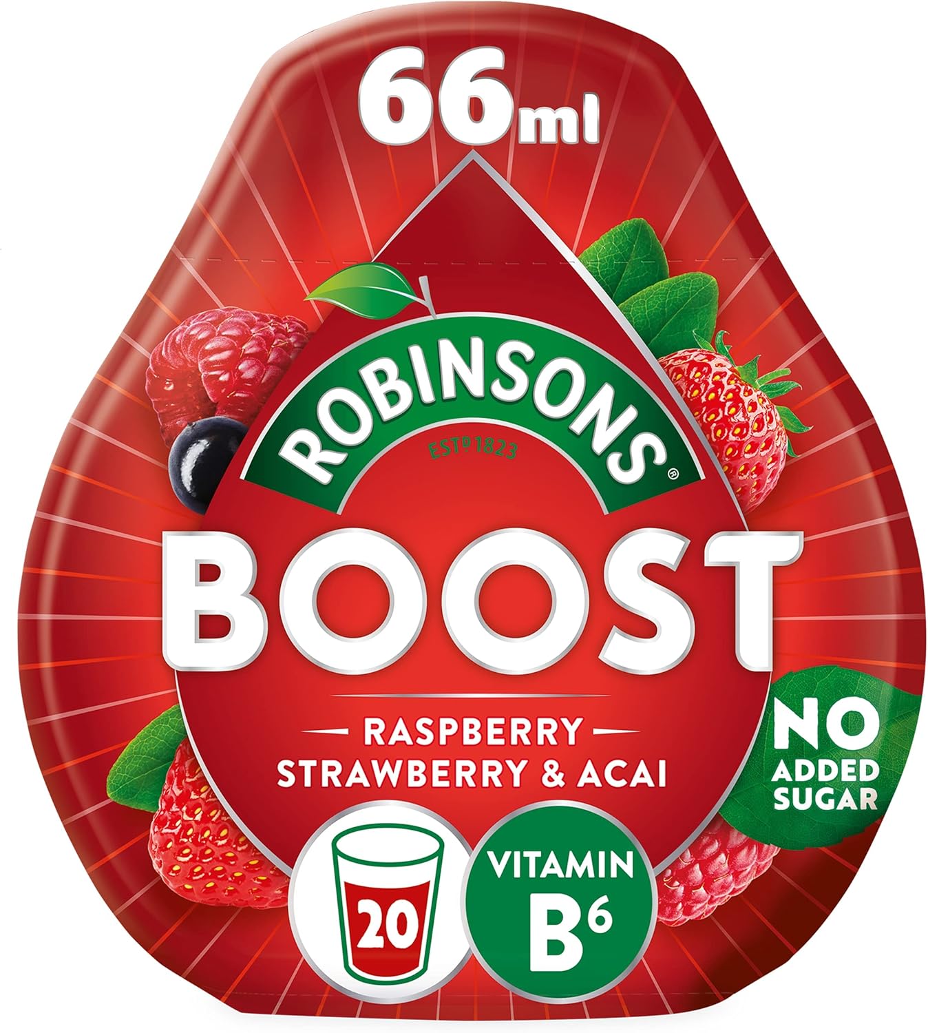 Robinsons Boost Benefit Drops Himbeere, Erdbeere &amp; Acai mit Vitamin B6 – Kürbiskonzentrat ohne Zuckerzusatz