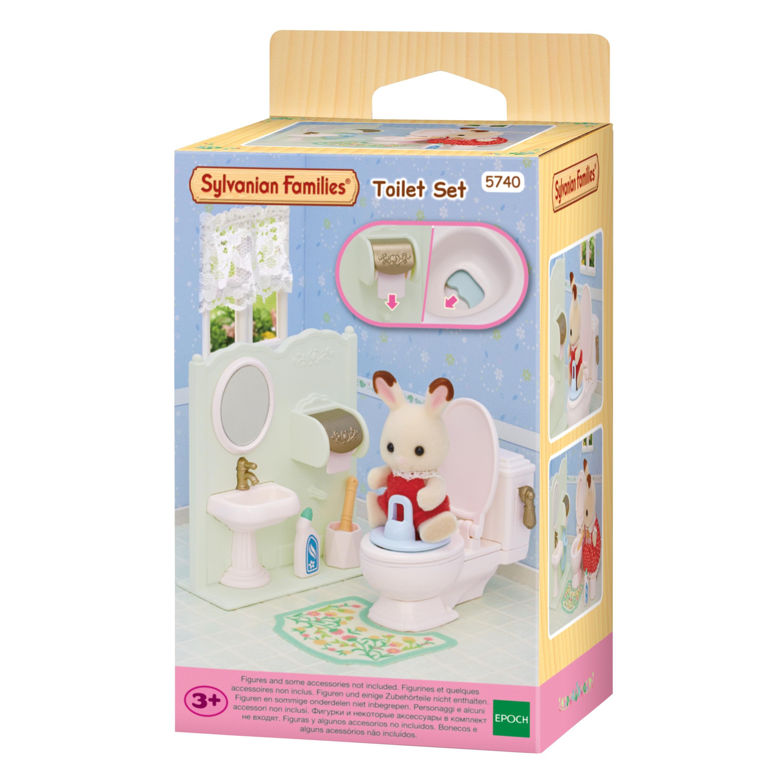 Sylvanian Families Toilet Set 5740 Dollhouse Playset | Includes 7 Pieces | Ages 3+ 1
