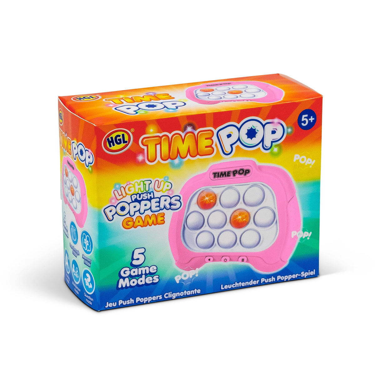HGL Time Pop Light Up Push Popper Game - Pink, Ages 3+