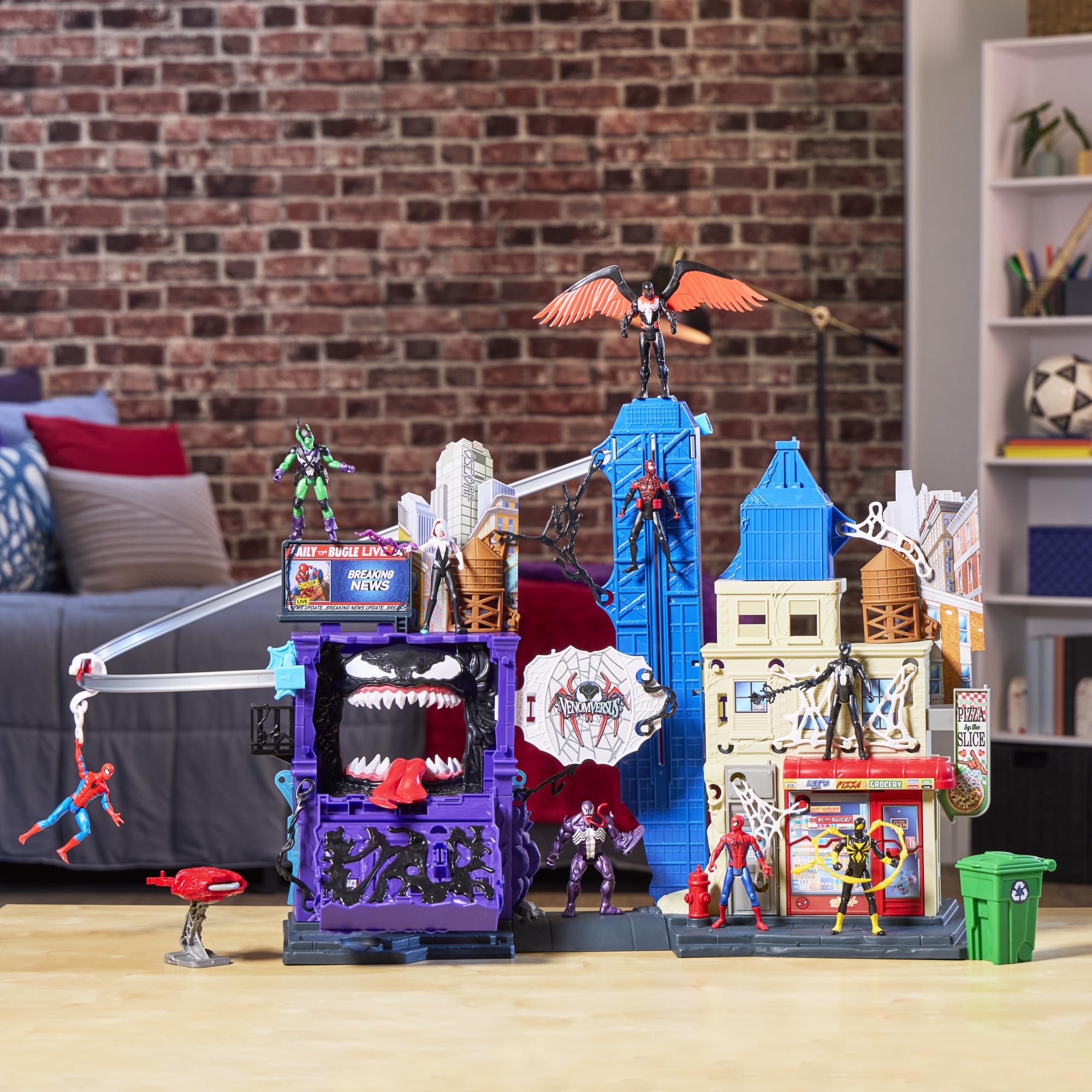 SPIDER-MAN VenomVersus Web Slinging City Playset - Over 18 Inches Tall | 30+ Features | Ages 4+ 9