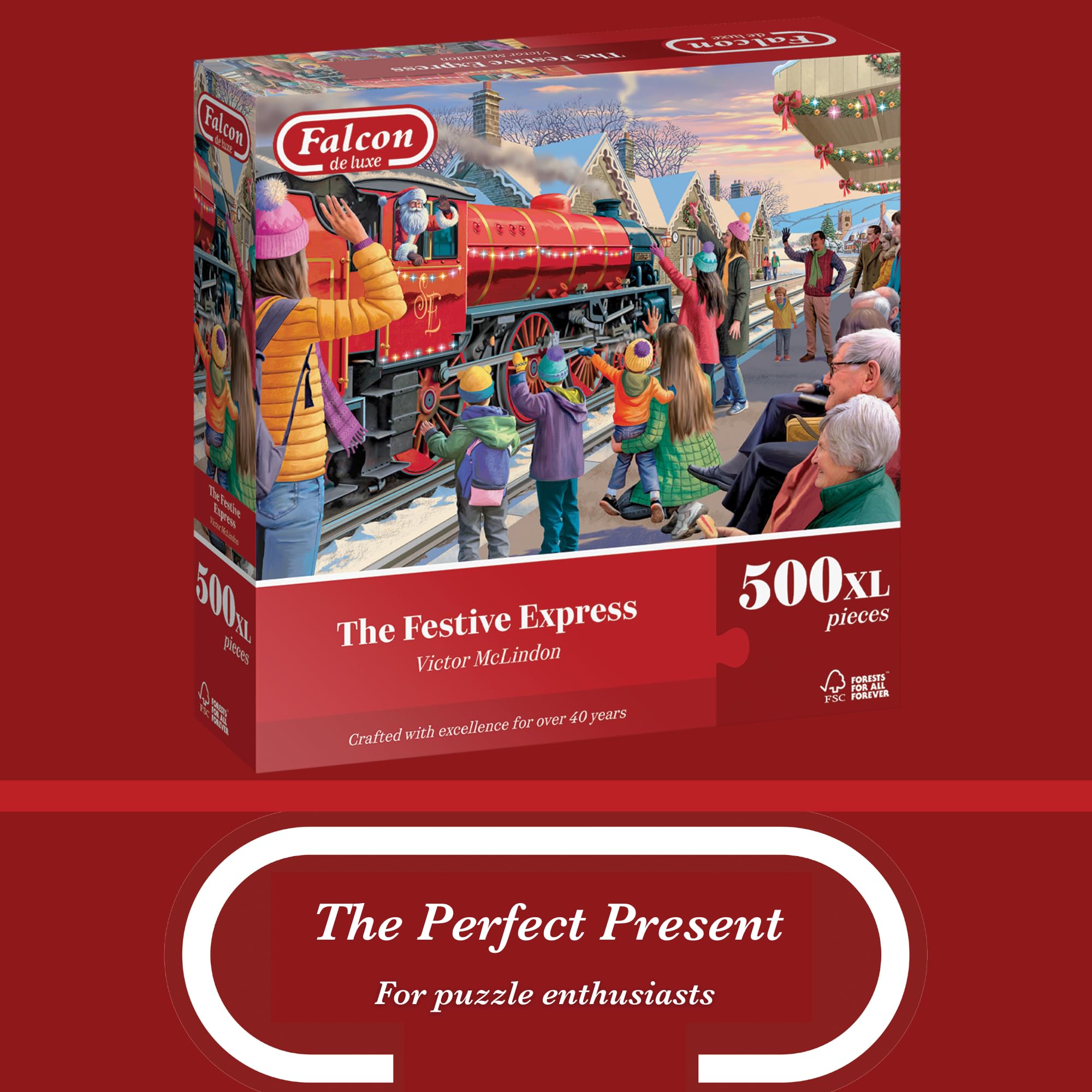 Falcon Festive Express - 500 XL Piece Christmas Jigsaw Puzzle for Adults