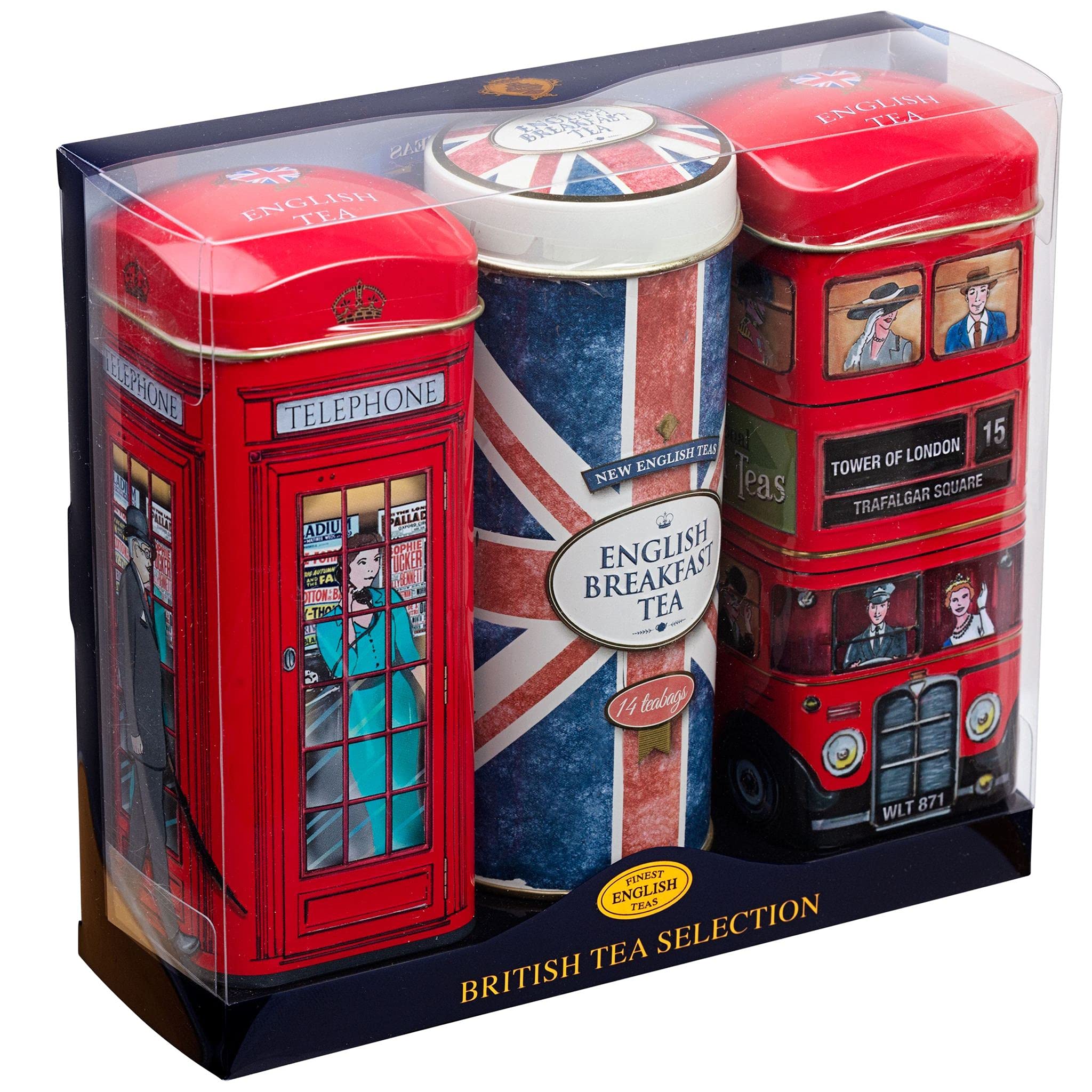 Heritage Tea Selection Triple Tin Gift Pack - 42 Teabags (Bus, Big Ben, Telephone Box)