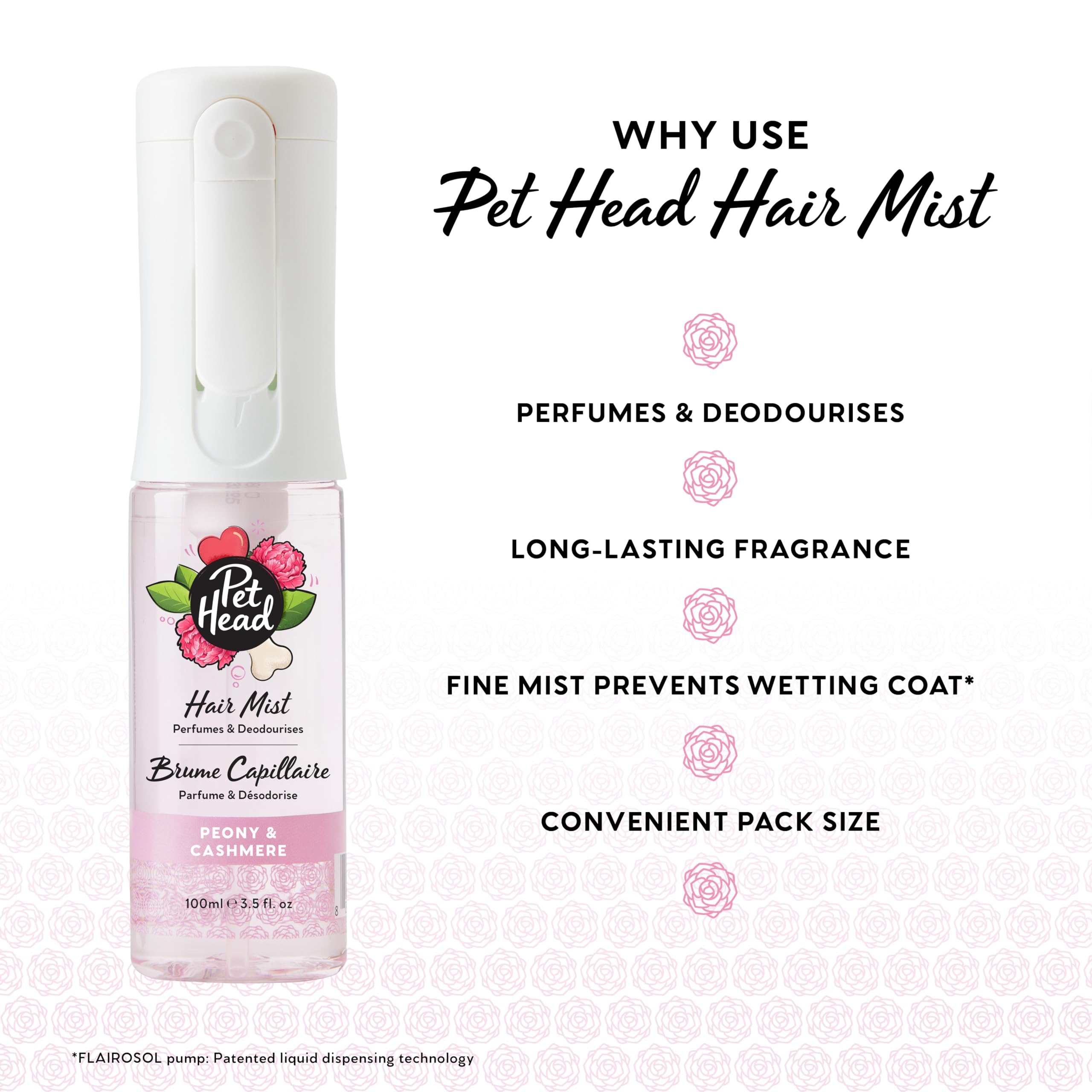Pet Head Dog Hair Mist - Peony & Cashmere Fragrance | Alcohol-Free | 100 ml