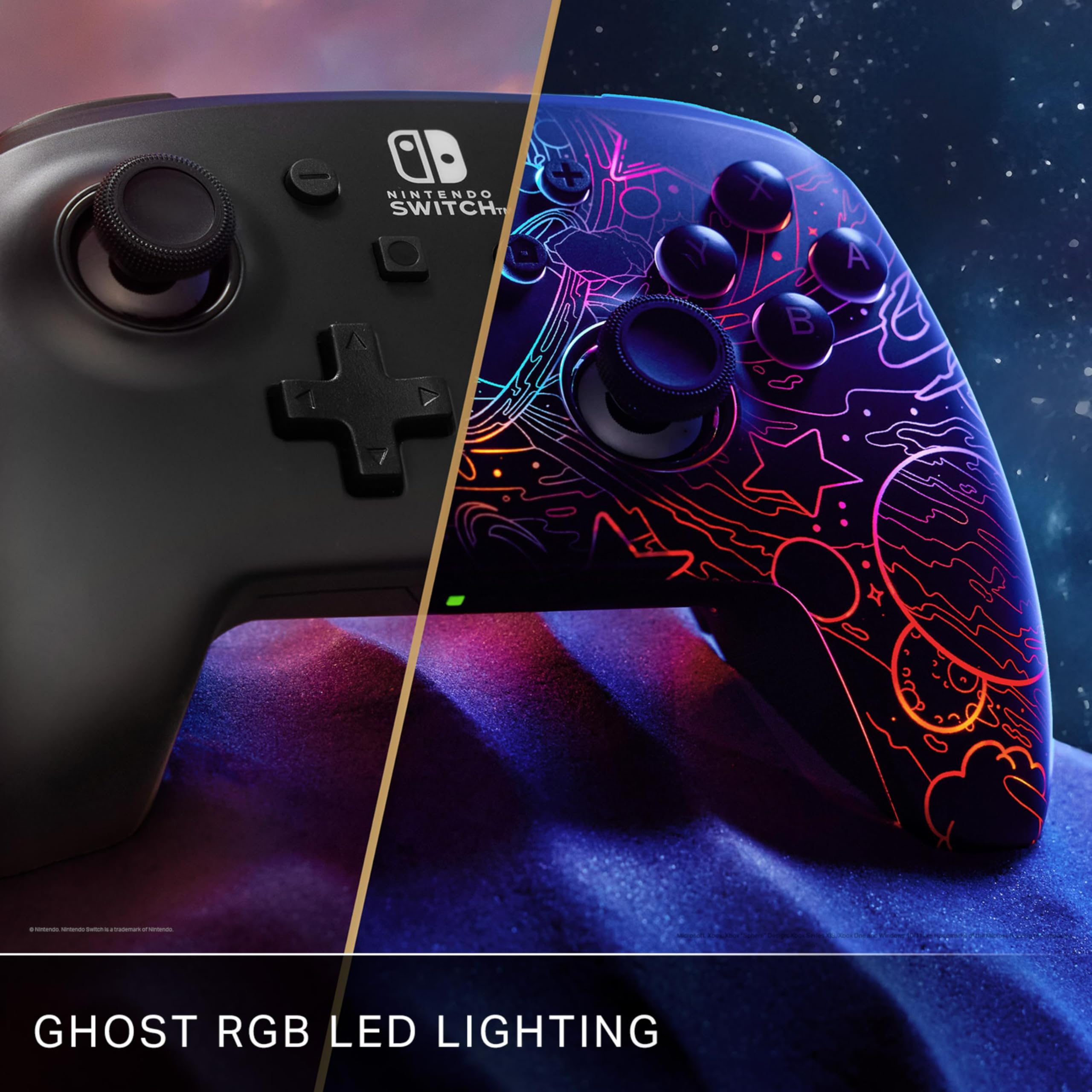 PowerA Enhanced Wireless Controller for Nintendo Switch - Galactic Vortex with Lumectra RGB Lighting, Mappable Buttons, Motion Controls, Officially Licensed 4