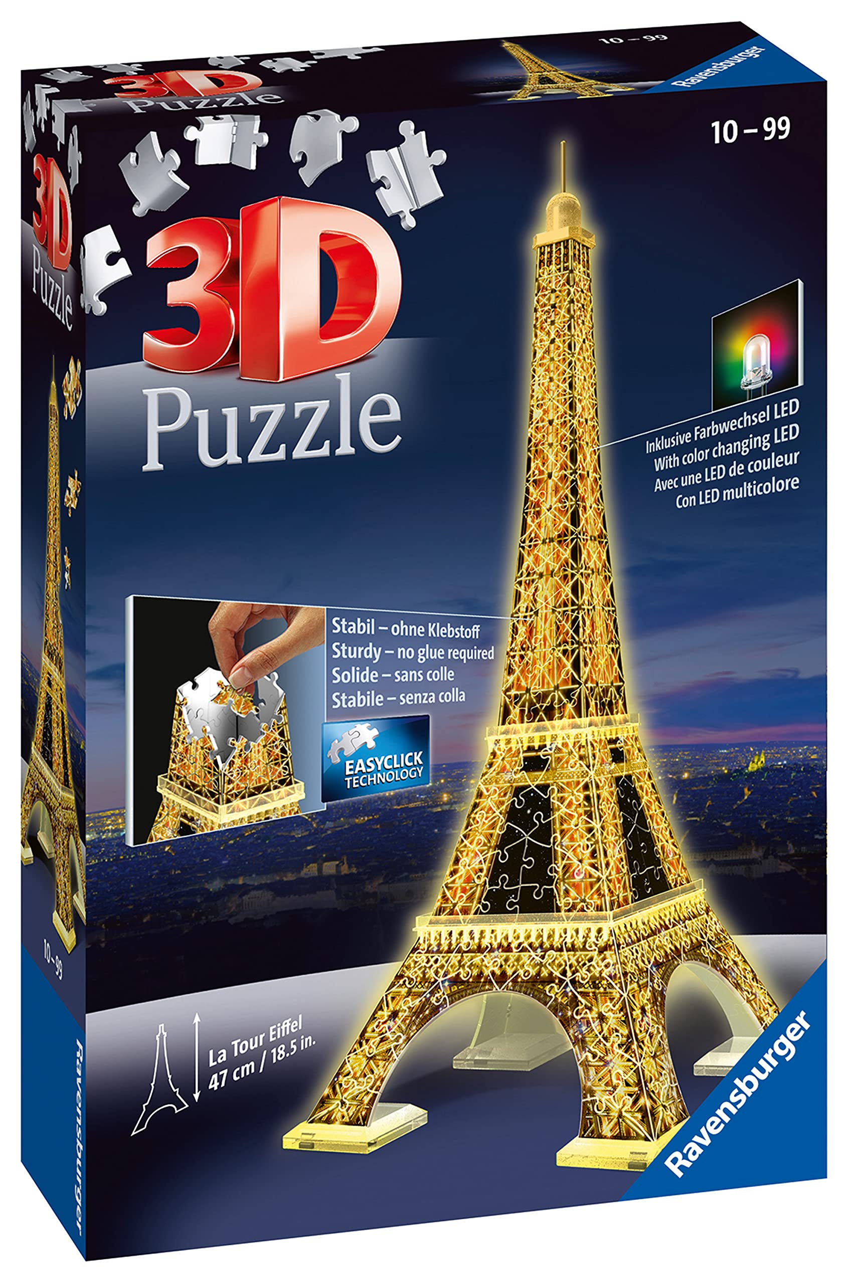 Ravensburger Eiffel Tower 3D Puzzle - Night Edition with LED Lighting, 216 Pieces 17