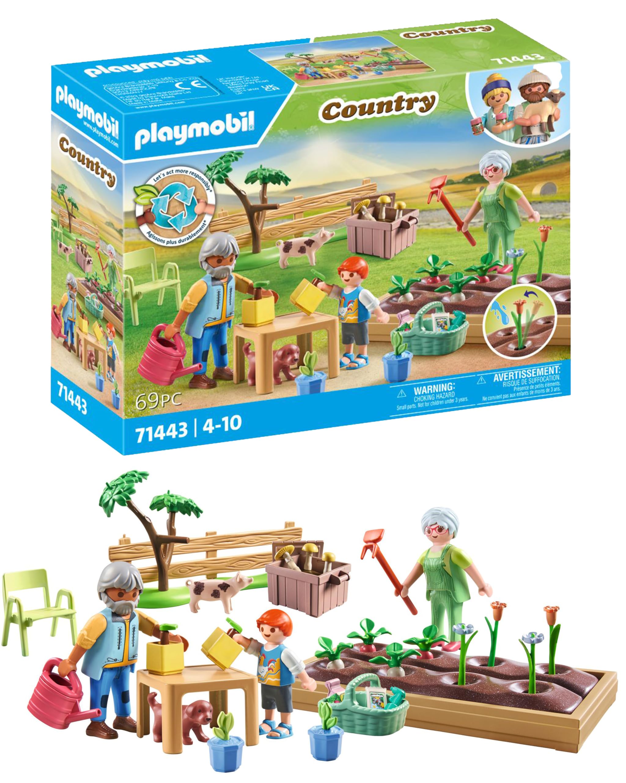 Playmobil 71443 Vegetable Garden with Grandparents - Educational Playset for Kids 4+
