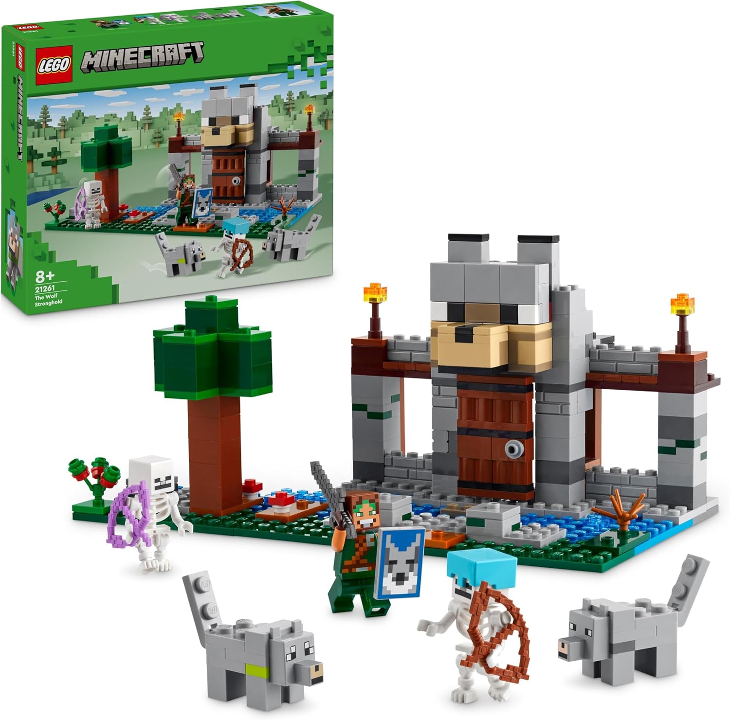 LEGO Minecraft The Wolf Stronghold Fortress Set - Building Toy for Ages 8+