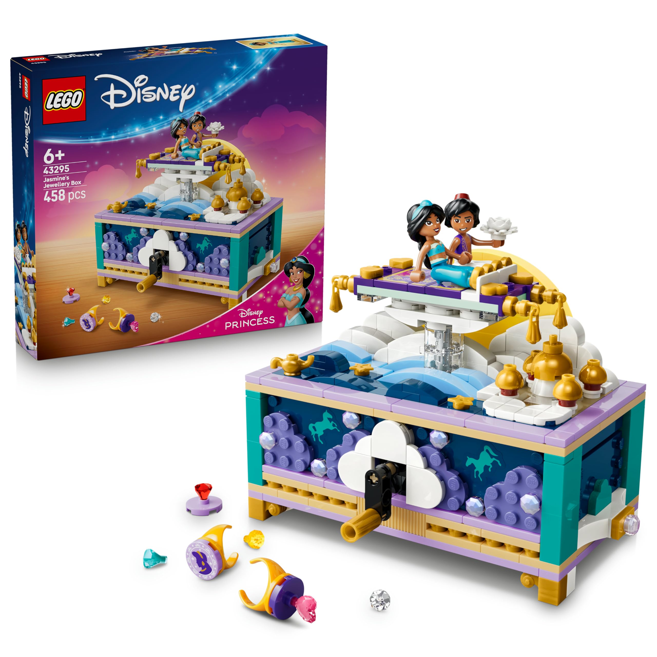 LEGO Disney Princess Jasmine's Jewellery Box Set 43295 Building Toy for Ages 6+ | Includes 2 Minifigures
