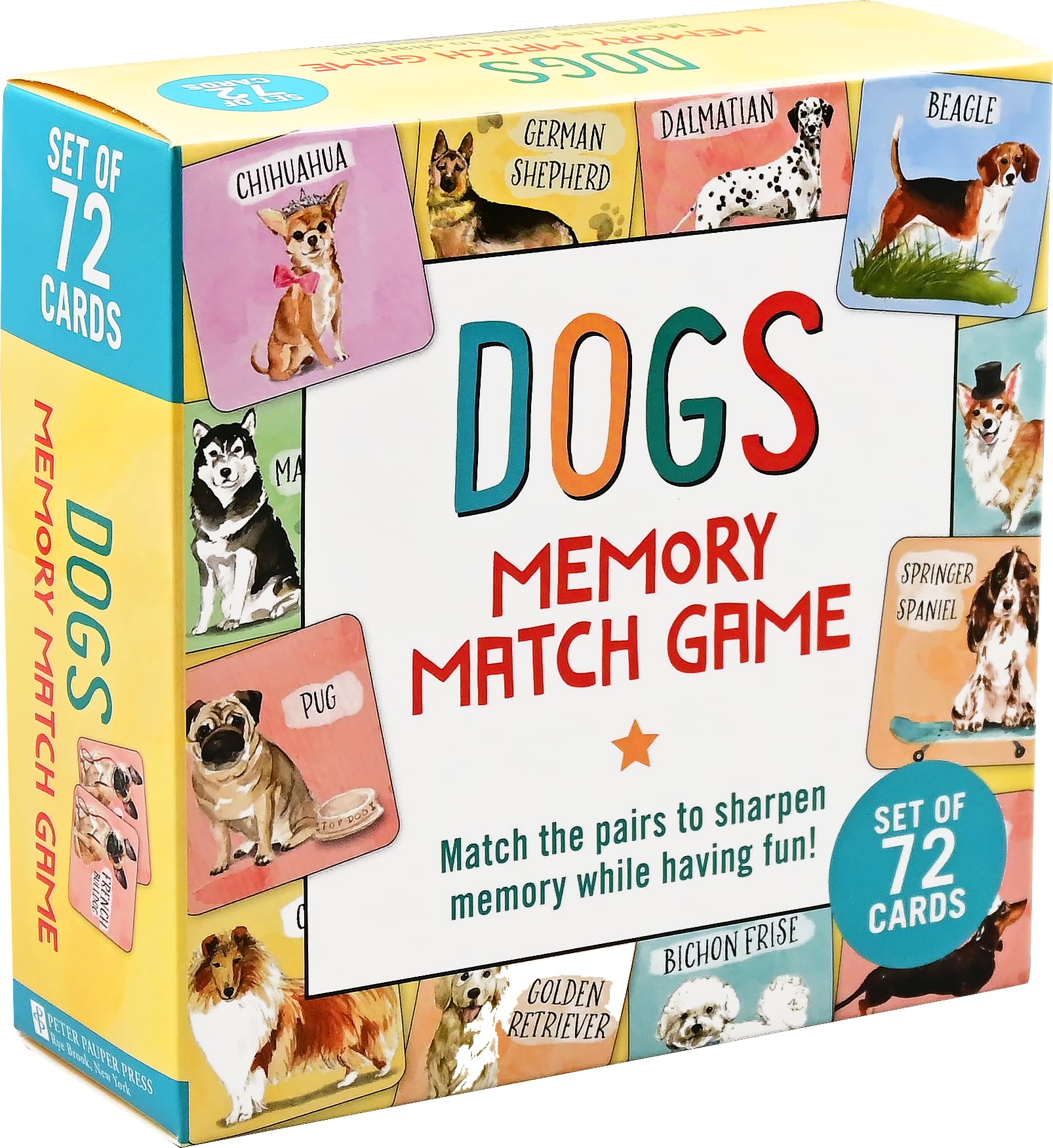 Peter Pauper Press Dogs Memory Match Game - 72 Cards | Ages 4+ | Multicolor