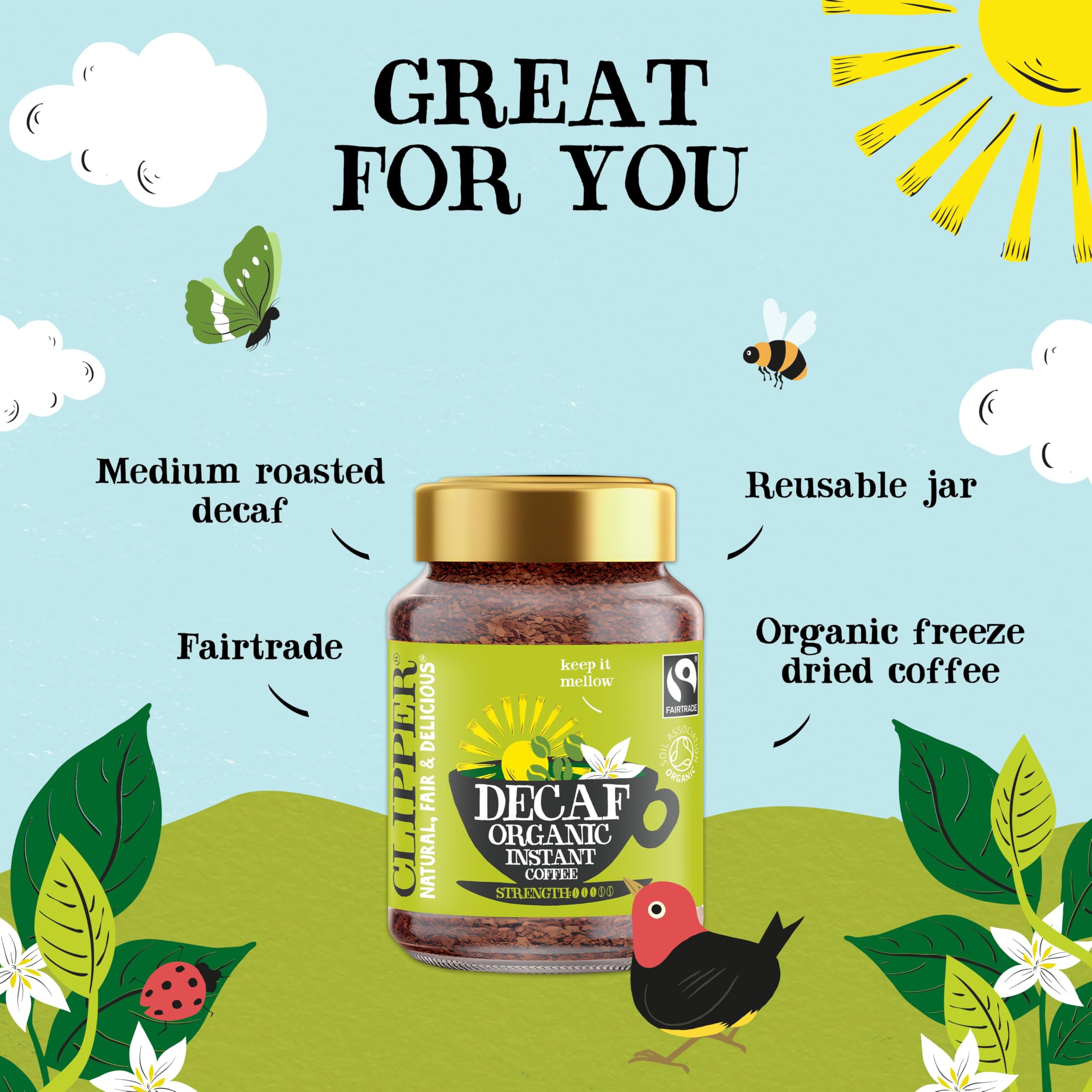 Clipper Bio-Instantkaffee, koffeinfrei, 6 Gläser à 100 g, mittelstark gerösteter Arabica 7