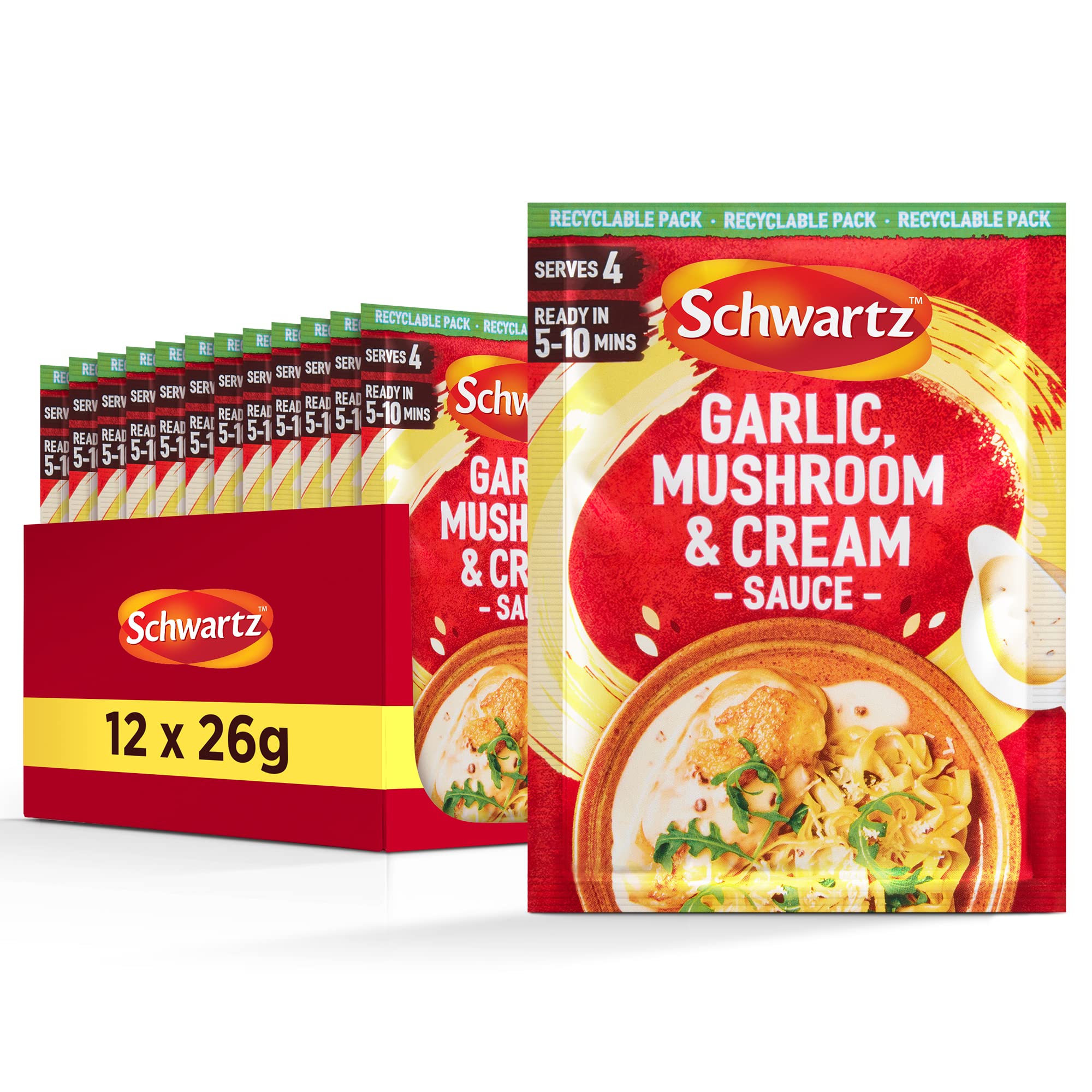 Schwartz Garlic Mushroom & Cream Sauce Mix 26g | Pack of 12 | No Artificial Ingredients