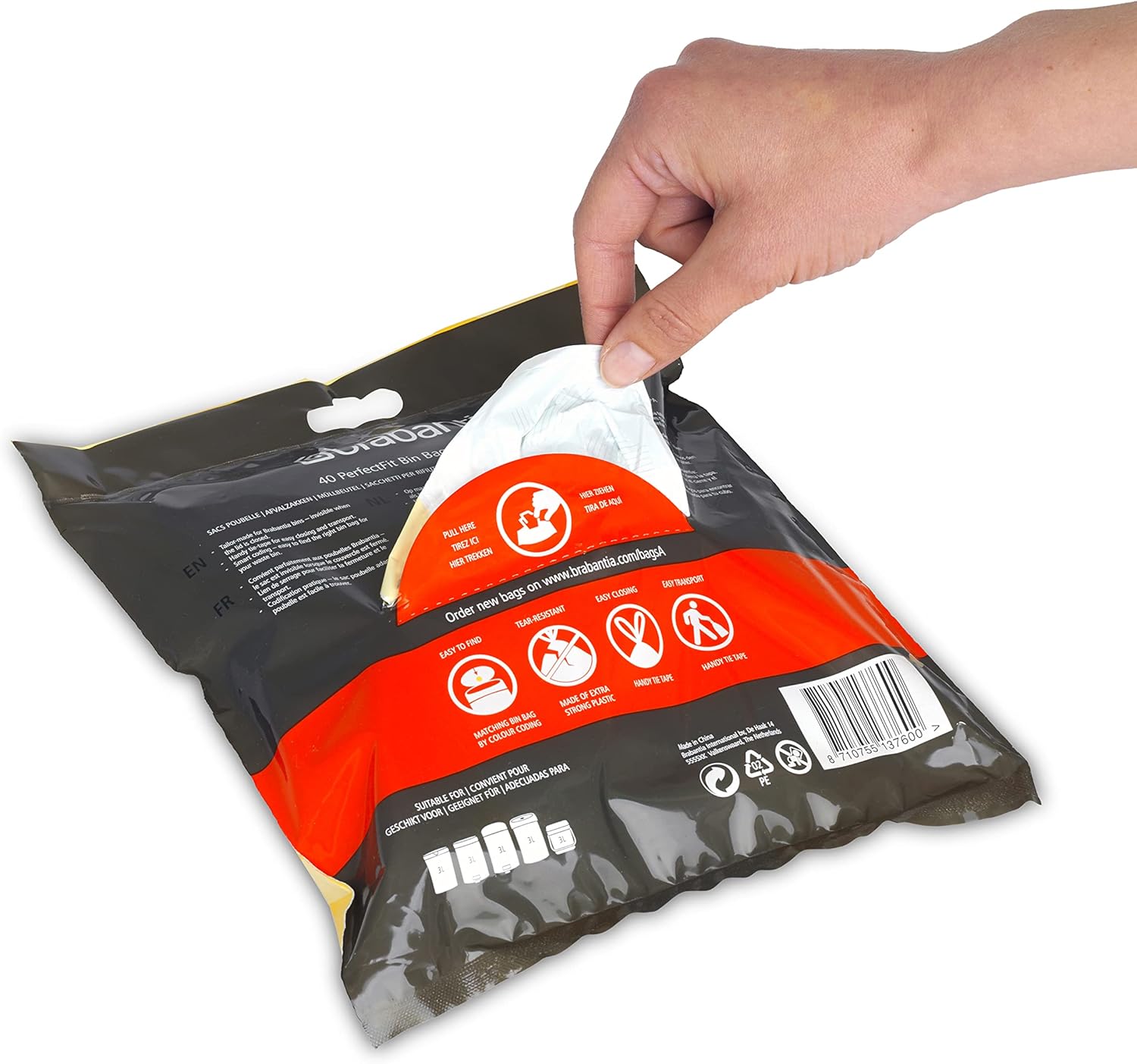 Brabantia - PerfectFit Bin Liners (Size A/3 Litre) Thick Plastic Trash Bags with Tie-Tape 7