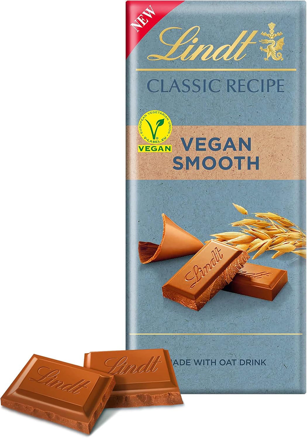 Lindt Classic Recipe Vegane Schokoladentafel, 100 g – Cremige Hafermilchschokolade mit Mandeln