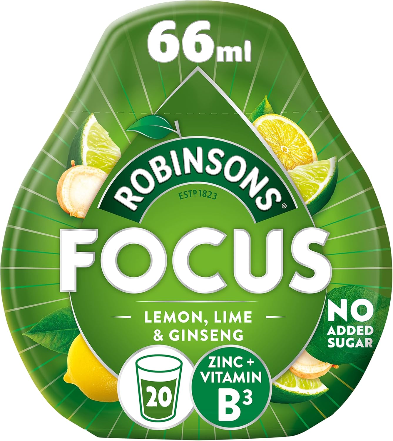 Robinsons Focus Benefit Drops Lemon, Lime & Ginseng with Vitamin B3 and Zinc - 50ml 1