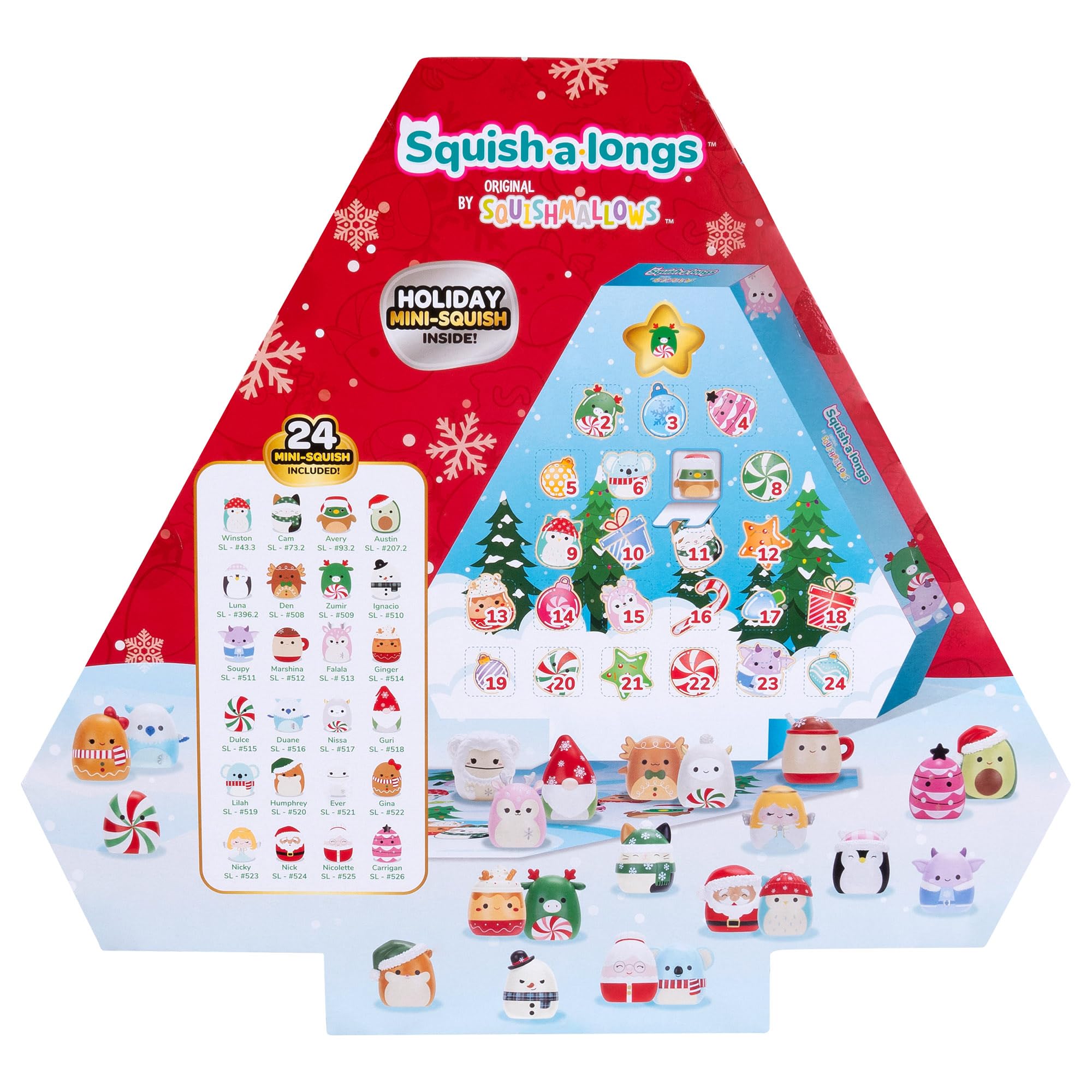 Squish-a-longs Holiday Advent Calendar 24 Day Countdown - 24 Mini-Squish Collectibles with Ring Accessory (Wave 3) 8