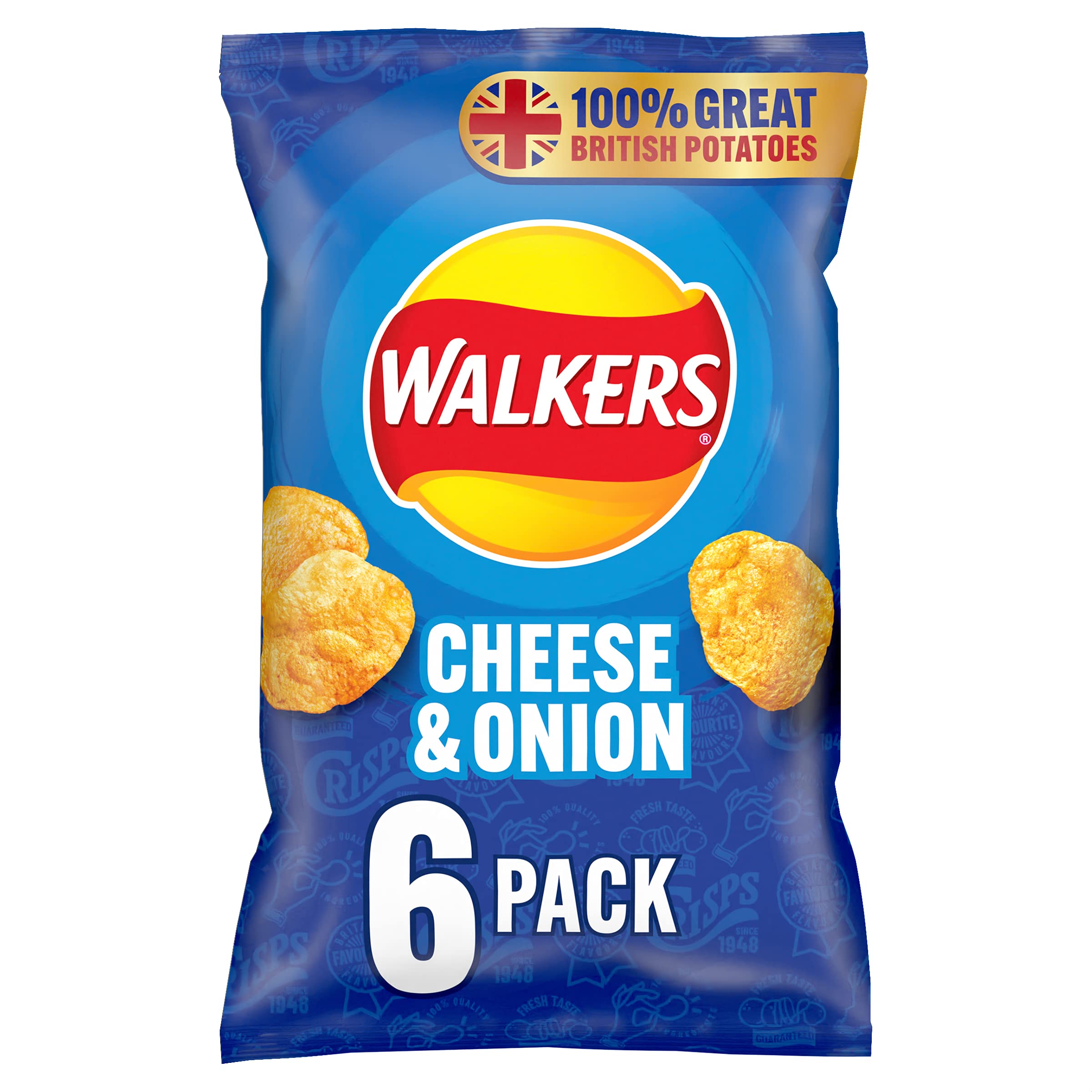 Walkers Cheese and Onion Vegetarian Multipack Crisps, 6x25g