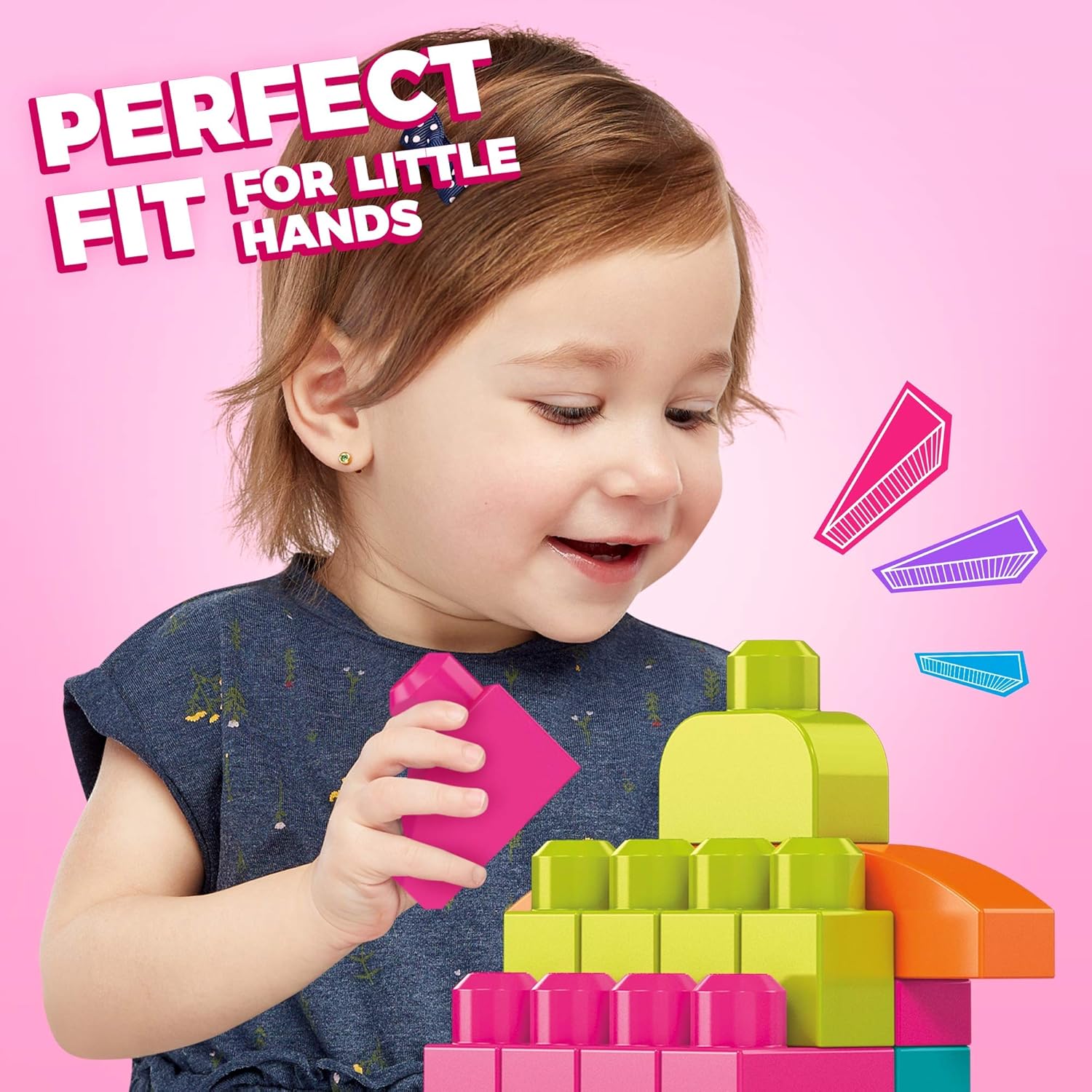 Mega Bloks First Builders Big Building Bag - 80-Piece Pink Building Set for Toddlers 4