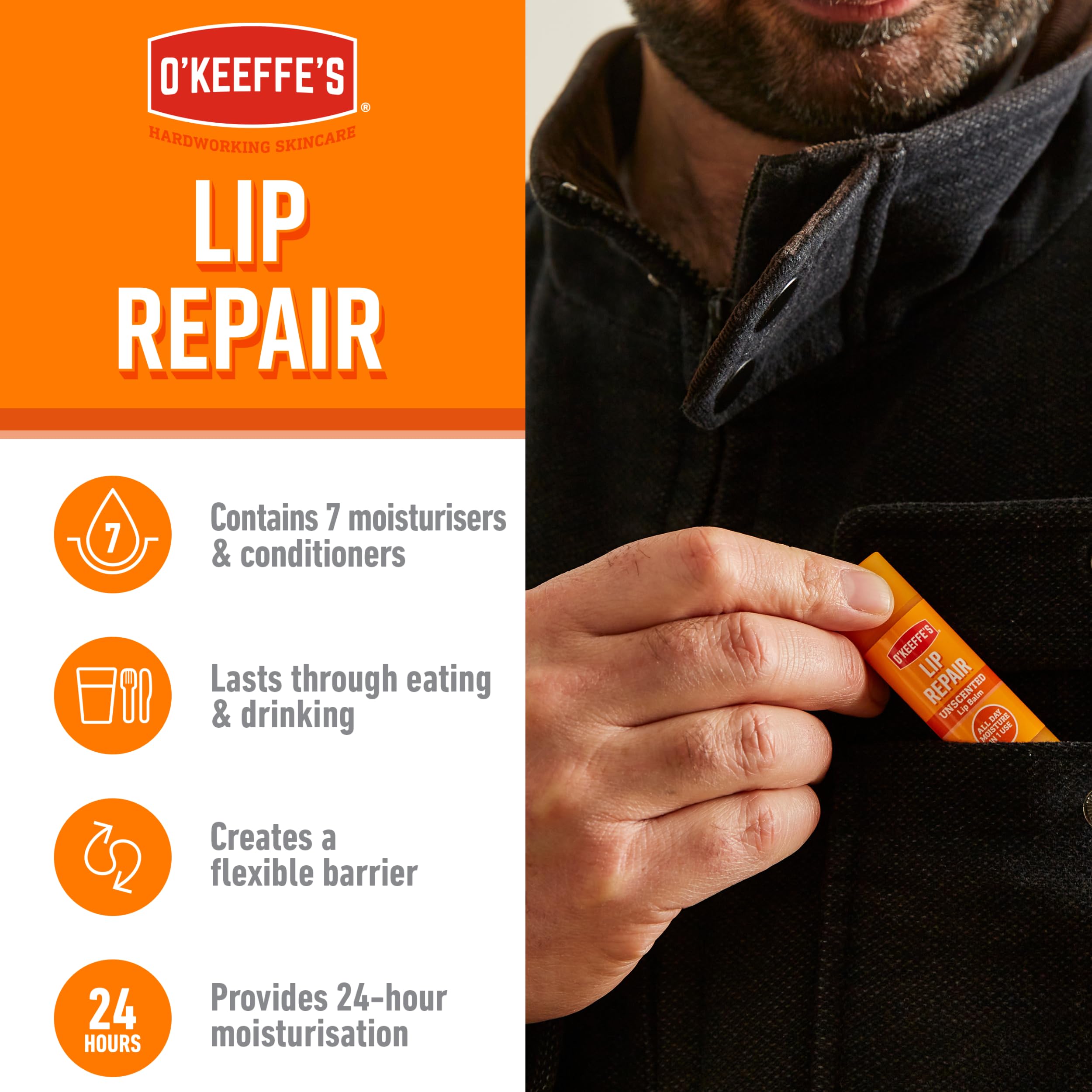 O'Keeffe's Lip Repair Unscented Lip Balm Twin Pack (2 x 4.2 g) 3