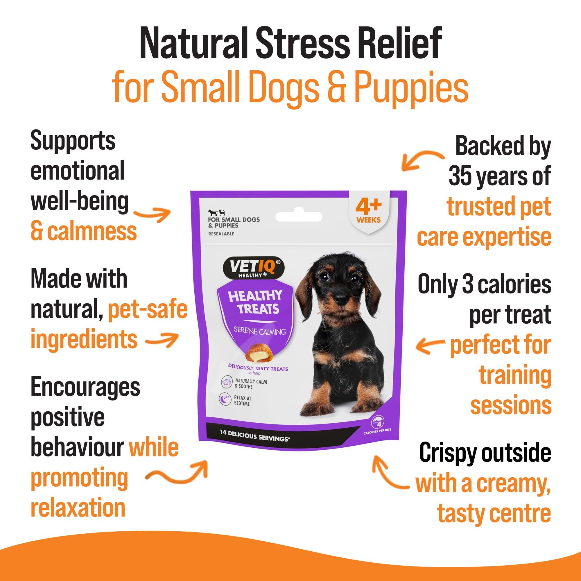 VETIQ Serene Calming Treats - Natural Anxiety Relief for Small Dogs & Puppies | 6 x 50g Bags