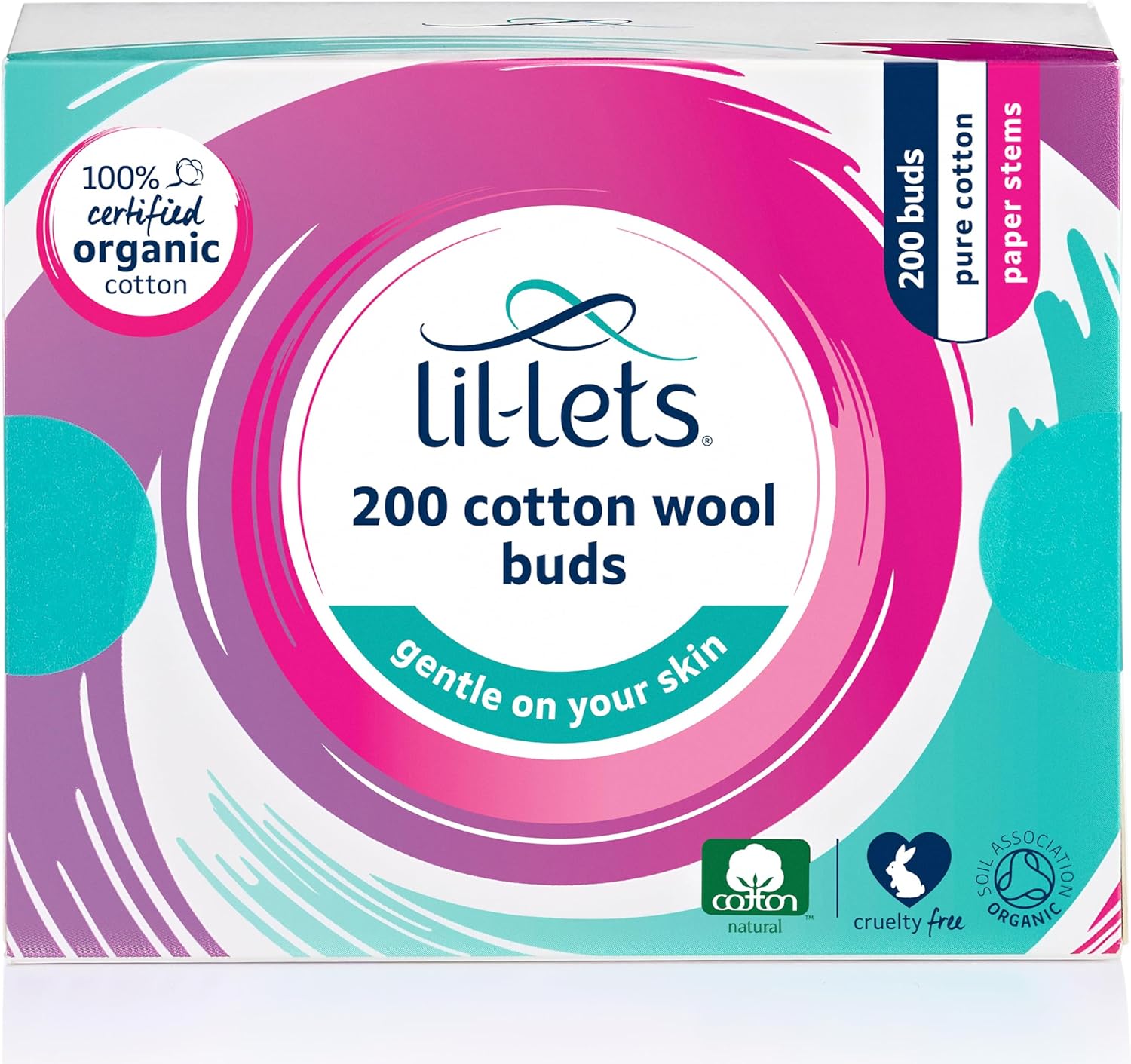Lil-Lets Cotton Wool Buds (100% Pure Organic, Plastic-Free, FSC Certified)