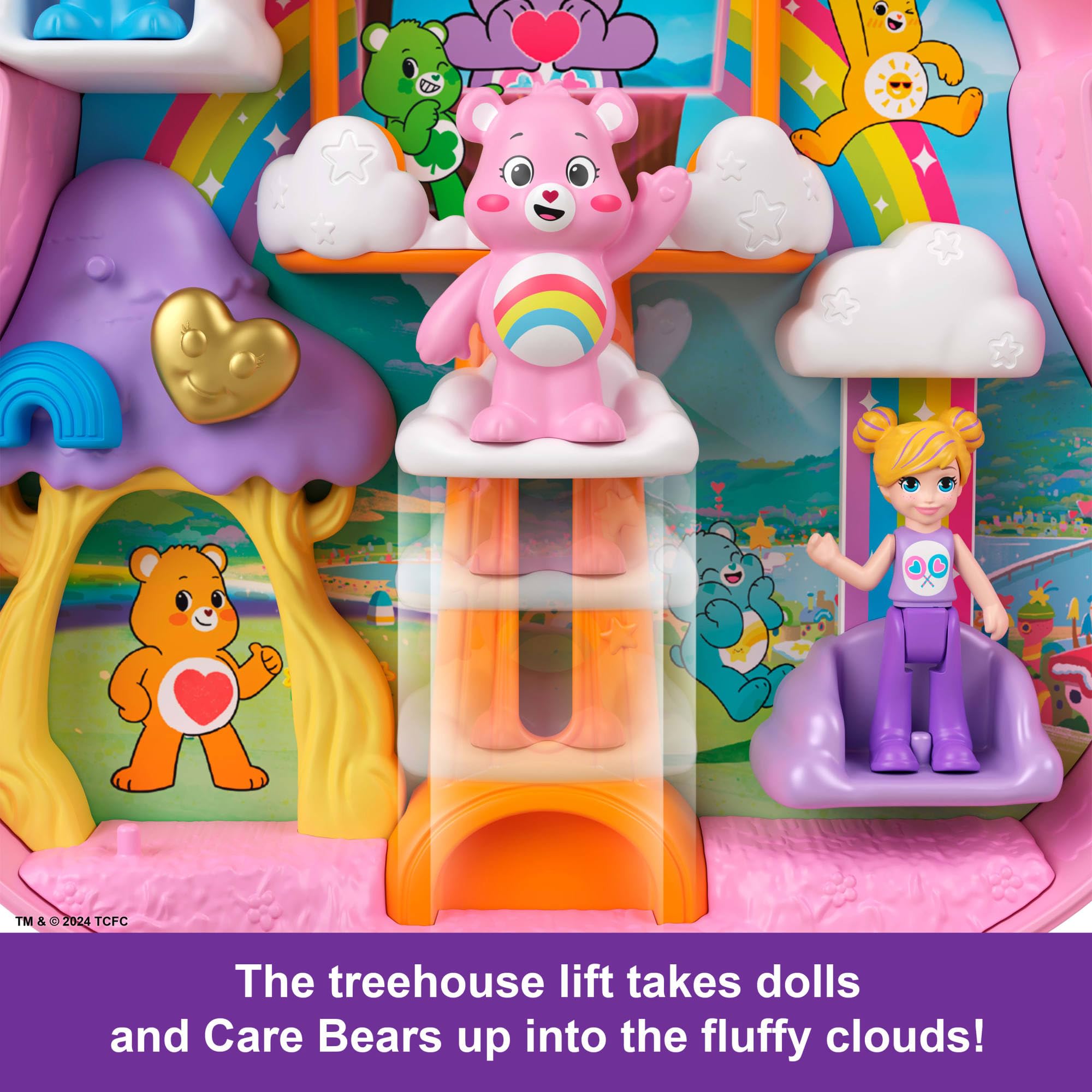 Polly Pocket x Care Bears Playset - Compact with Dolls, Car & Accessories 5
