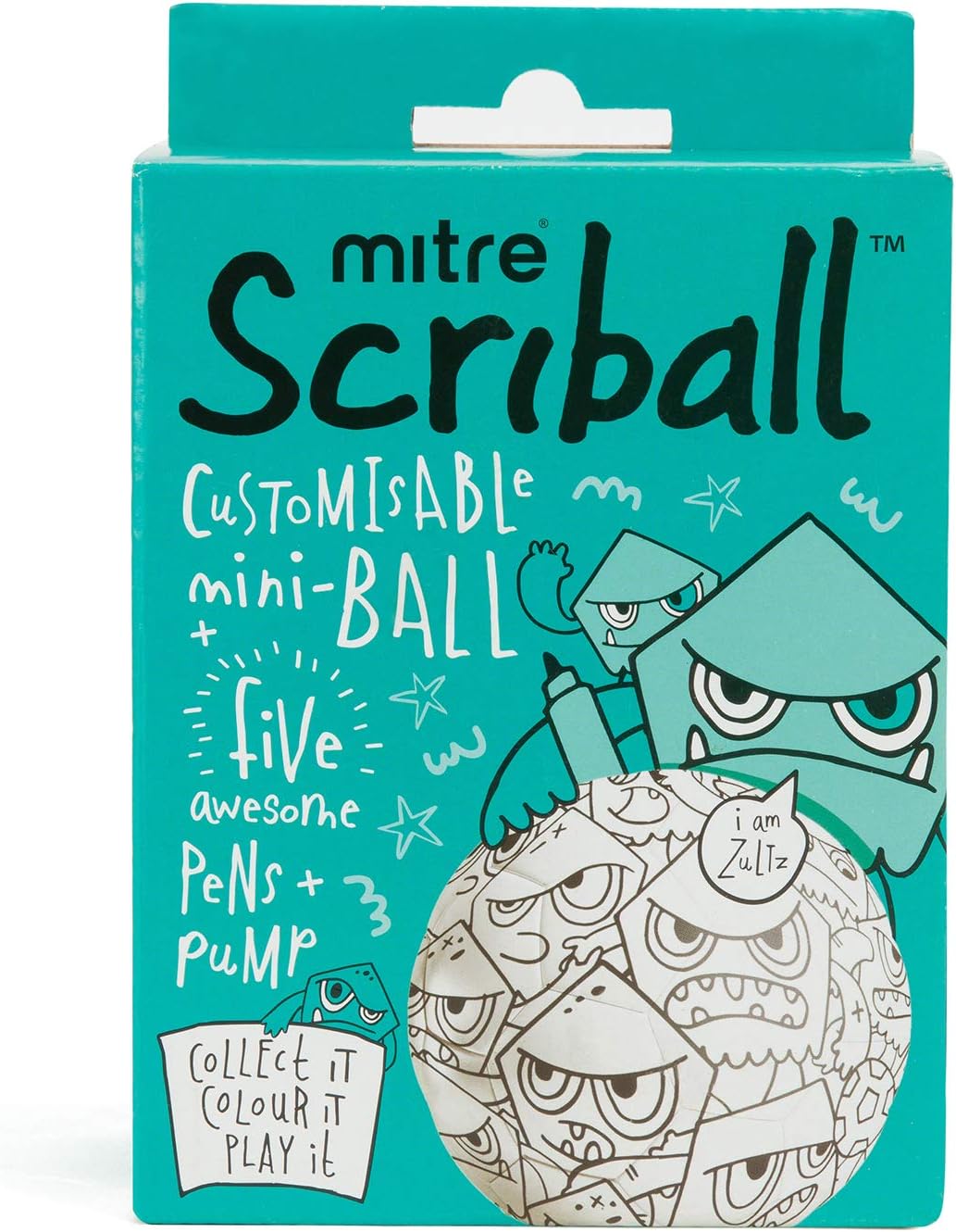 Mitre Scriball Zultz Personalisable Mini Football with Colouring Pens 7