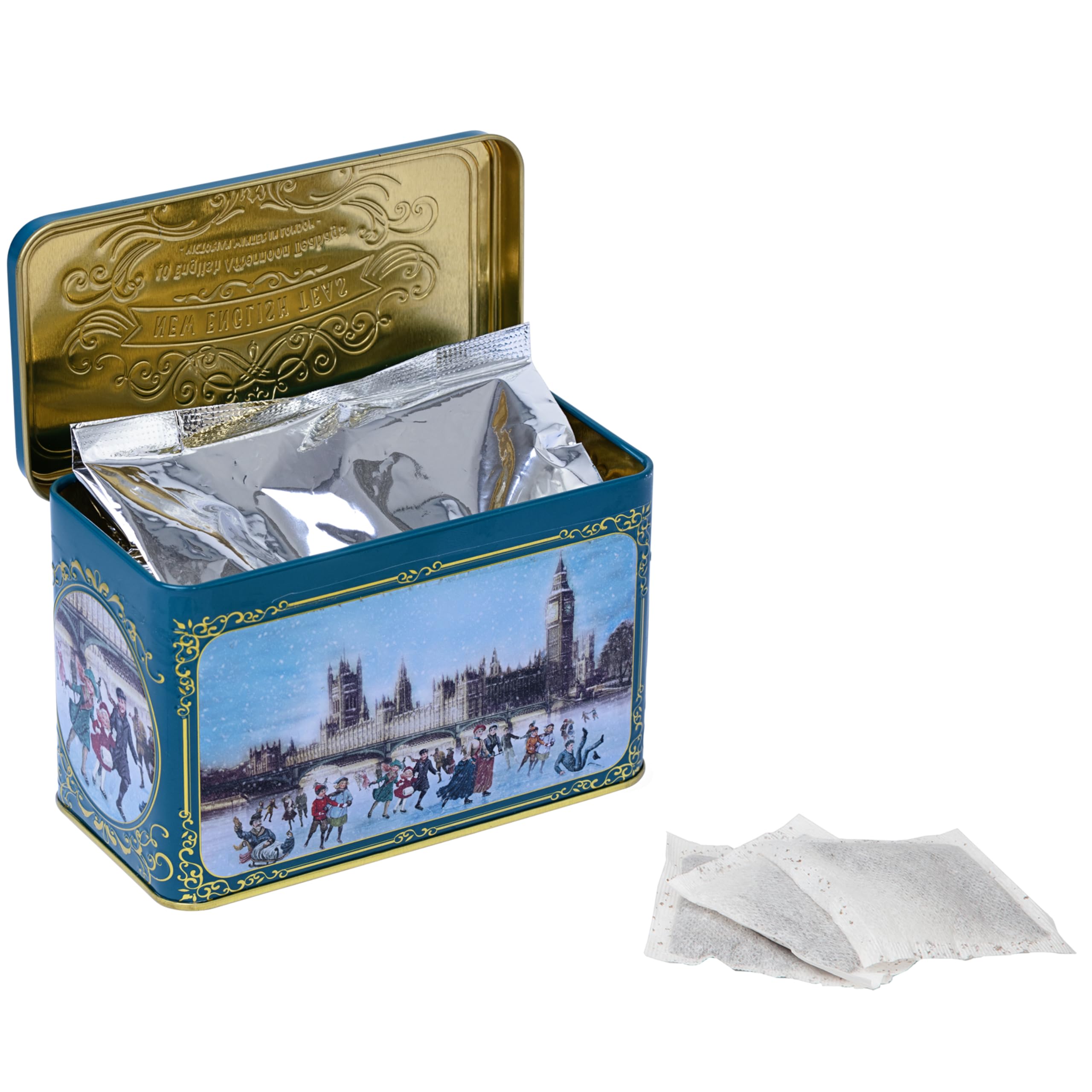 New English Teas Victorian Skaters Christmas Tea Tin - Afternoon Tea Blend, 80g (40 Tea Bags) 5
