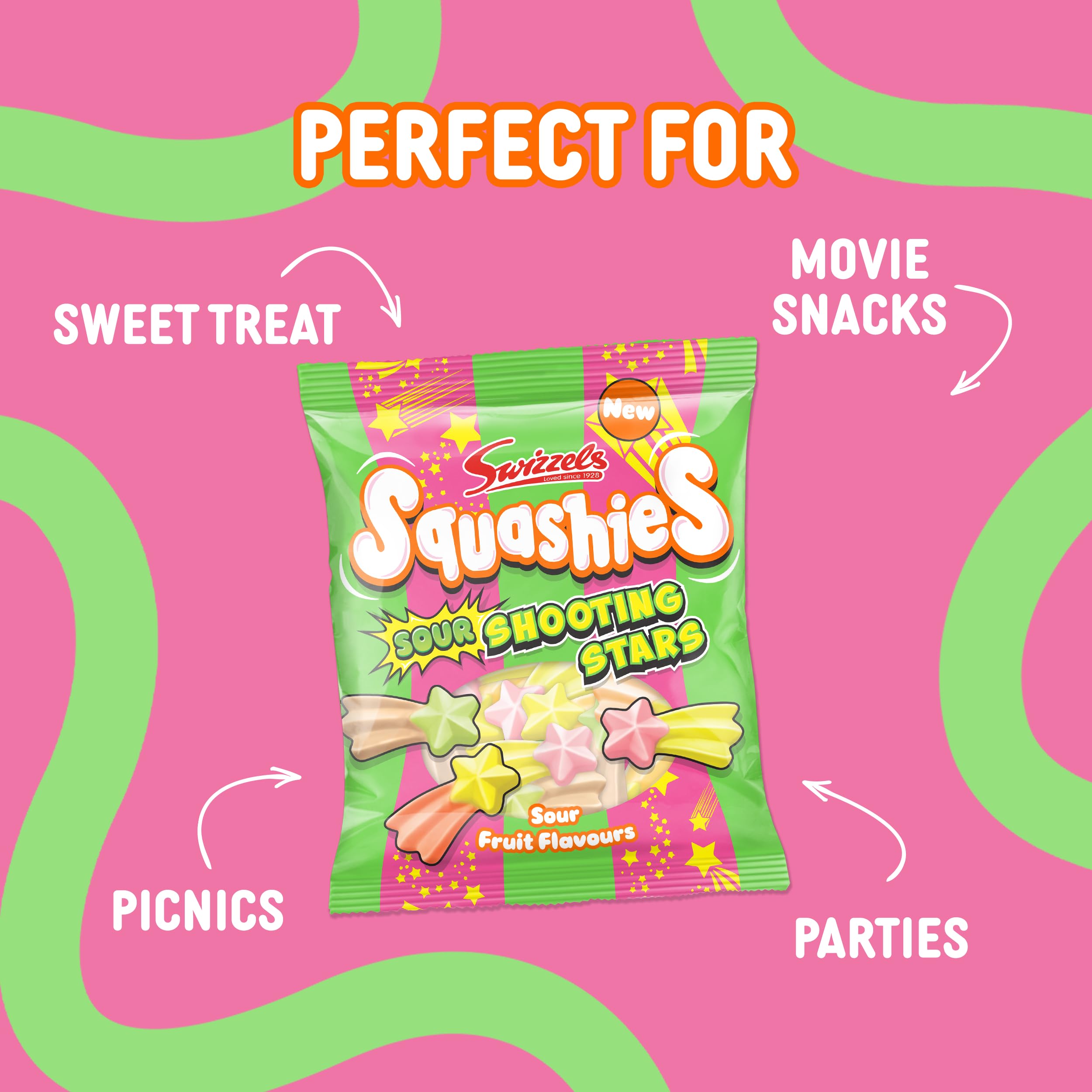 Swizzels Squashies Sour Stars 100g - Sour Chewy Sweets in Star Shapes