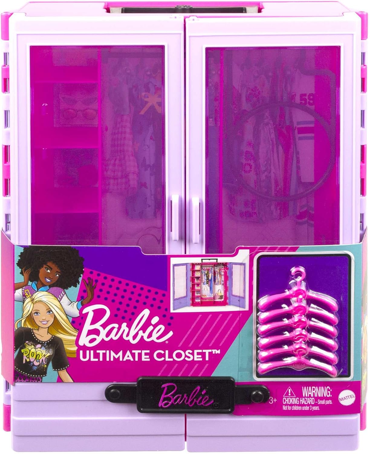 Barbie Fashionistas Ultimate Closet Playset - Portable Doll Closet with Translucent Doors & 6 Hangers 5