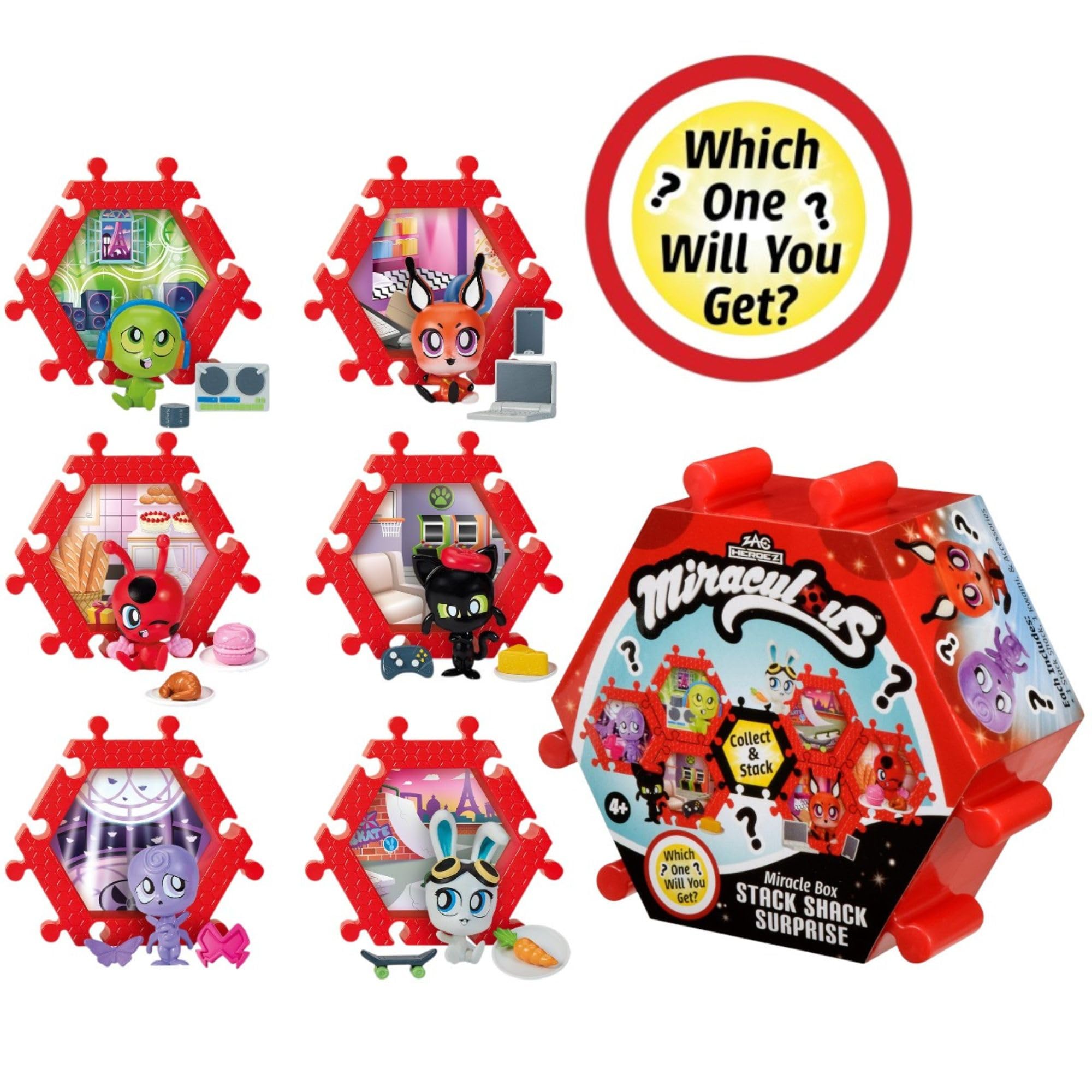 Bandai Miraculous Shack Stack Surprise - Ladybug & Cat Noir Chibi Figure with Accessories 7