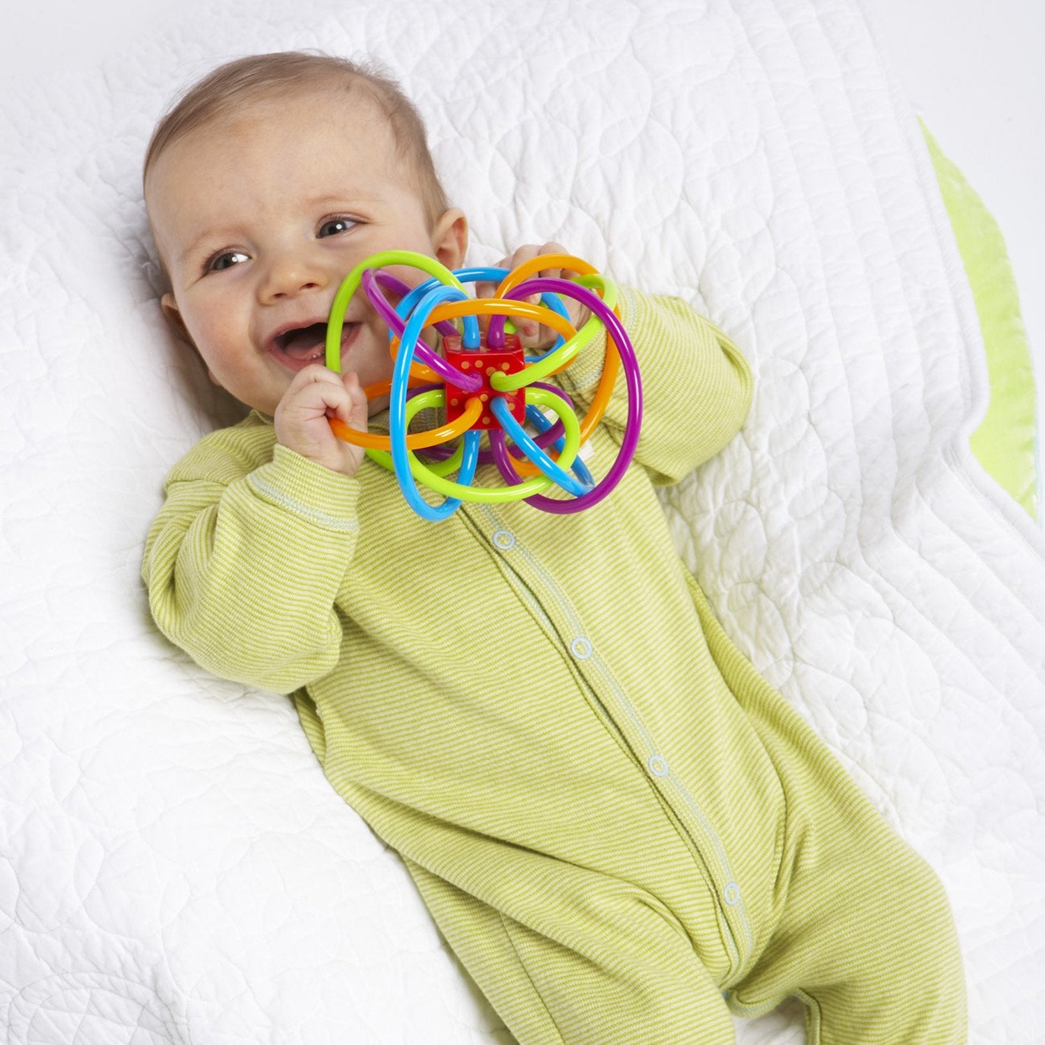 Manhattan Toy Winkel Rattle and Sensory Teether Toy - BPA-Free Tubes | Quiet Rattle | Newborn+