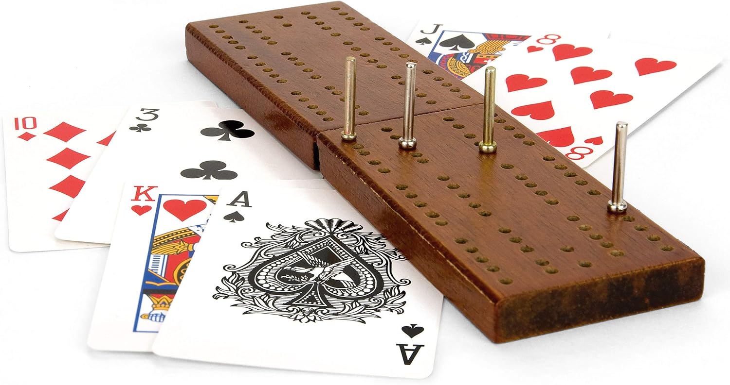 Toyrific Cribbage Board Game Set with Wooden Board, Cards & Pegs