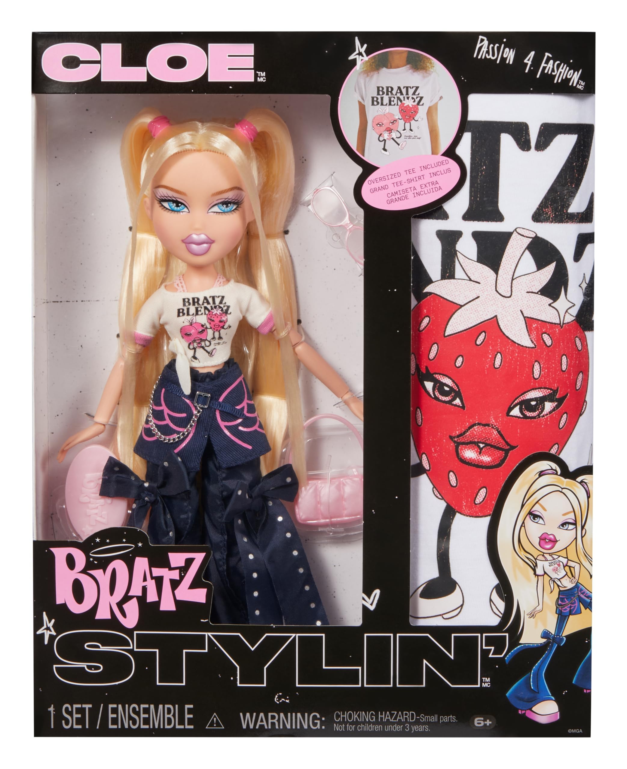 Bratz Stylin' Cloe Fashion Doll with Customizable T-Shirt and Matching Accessories 10