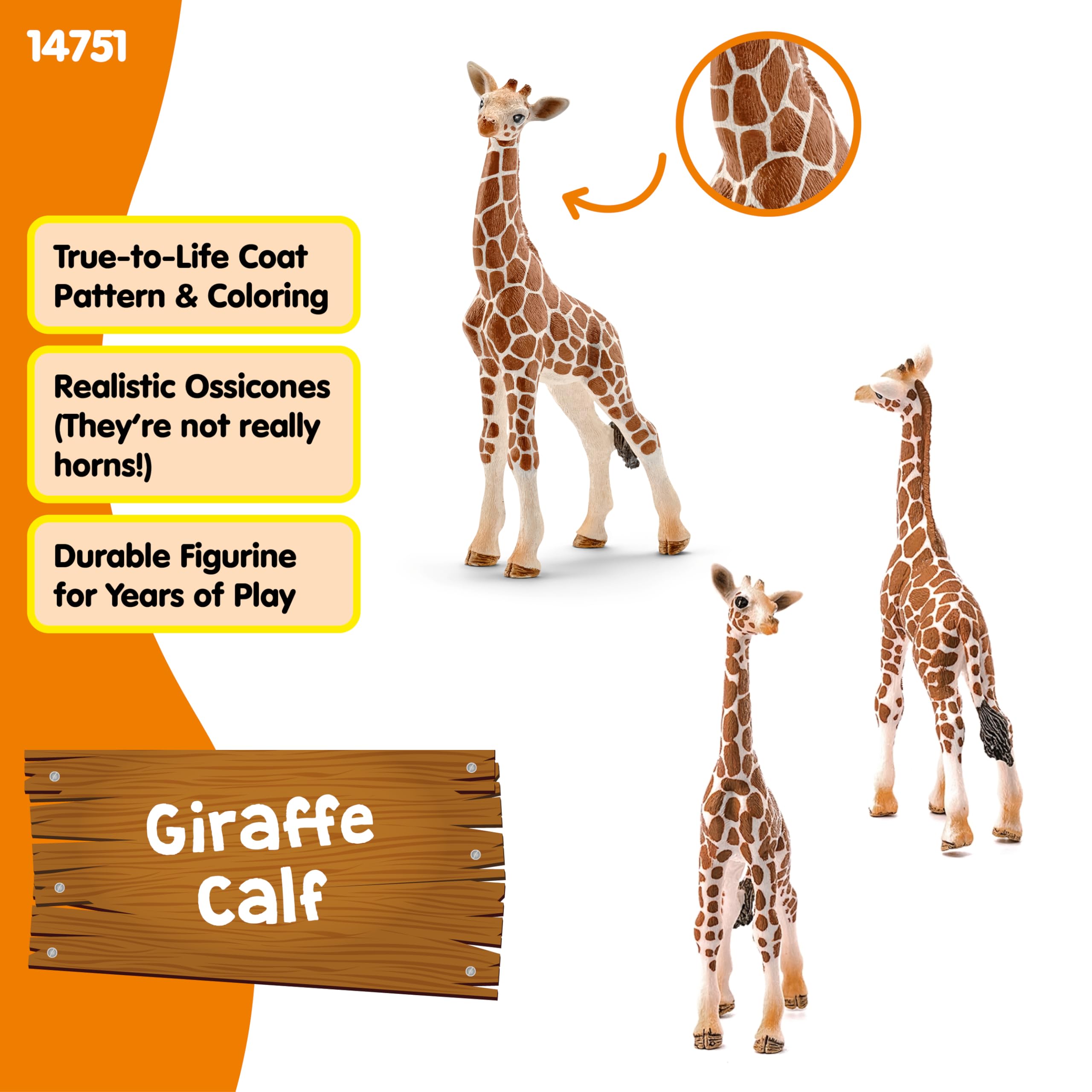 schleich Wild Life 14751 Giraffe Calf Animal Figurine - Authentic Detailed Wild Giraffe Calf Toy Education, Imagination, and Play - Highly Durable Animal Toys Gift for Boys, Girls, Kids Ages 3+ 8