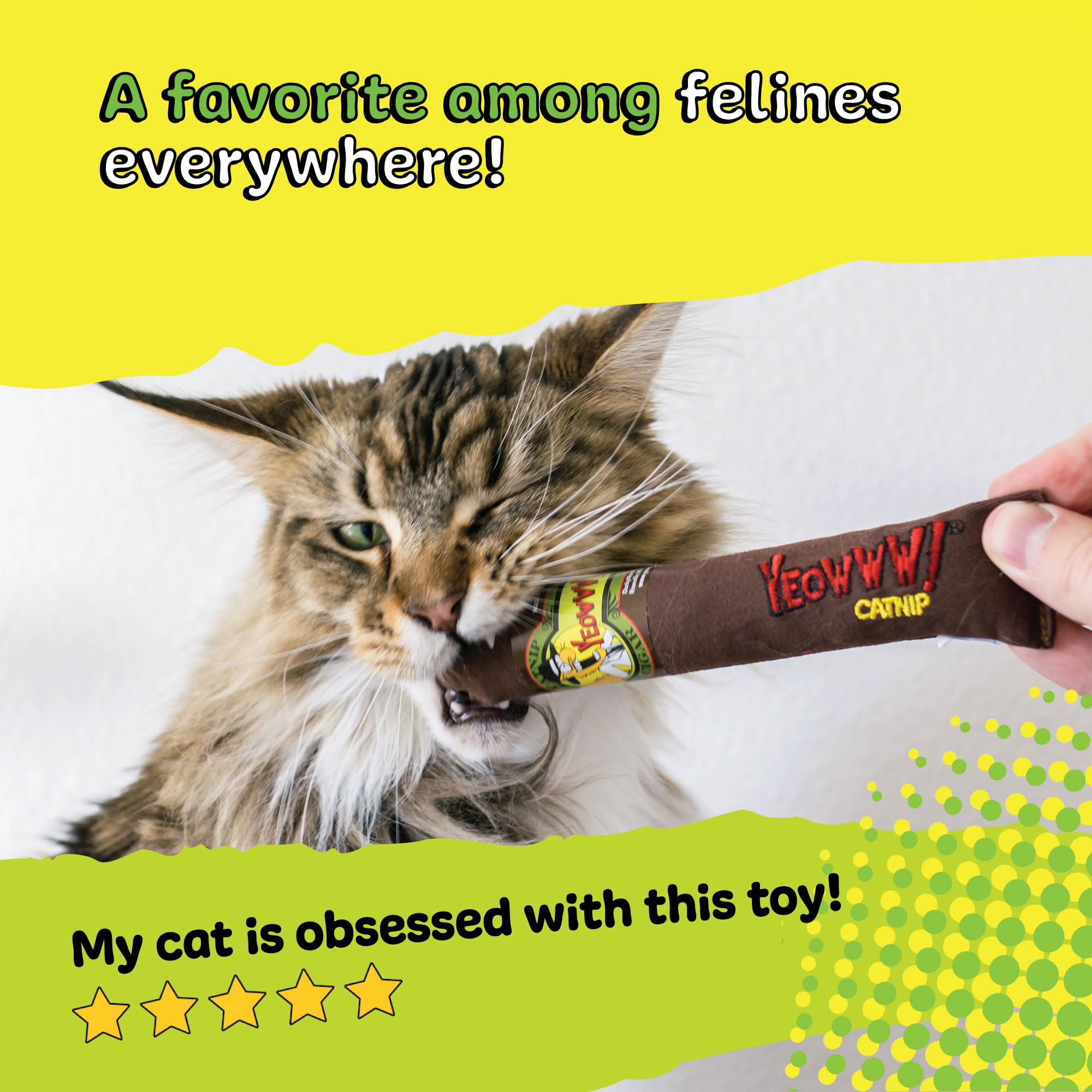 YEOWWW Cigar Singles Cat Toy - 100% Organic Catnip Filling | Heavy Duty Cotton 7