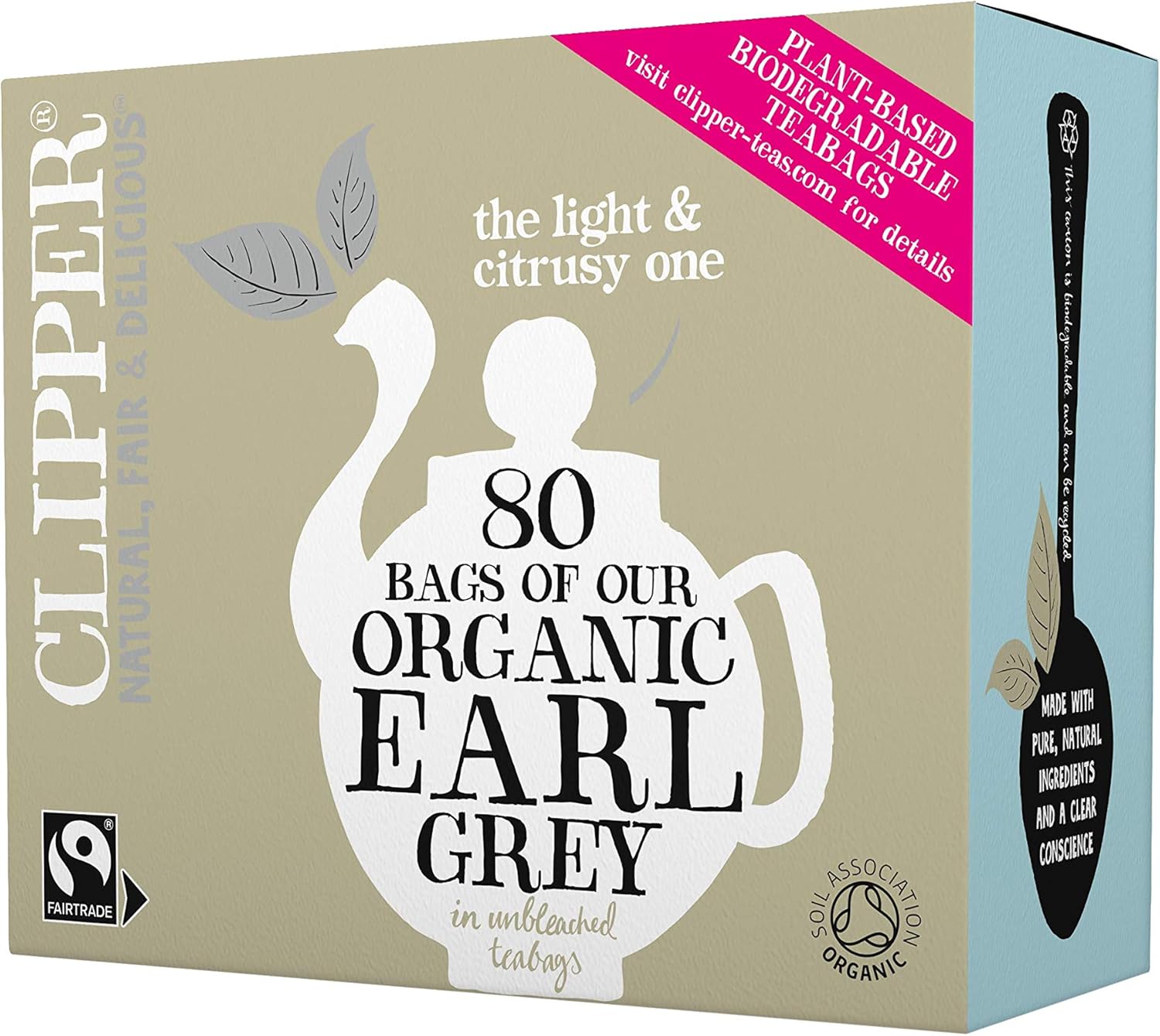 Clipper Organic Fairtrade Everyday Earl Grey 80 Teabags 200g (Pack of 6) - 480 Teabags Total 6