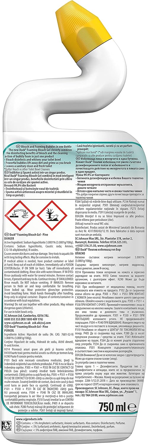 Duck - Foaming Bleach Gel Toilet Cleaner with Marine Scent 750ml 4