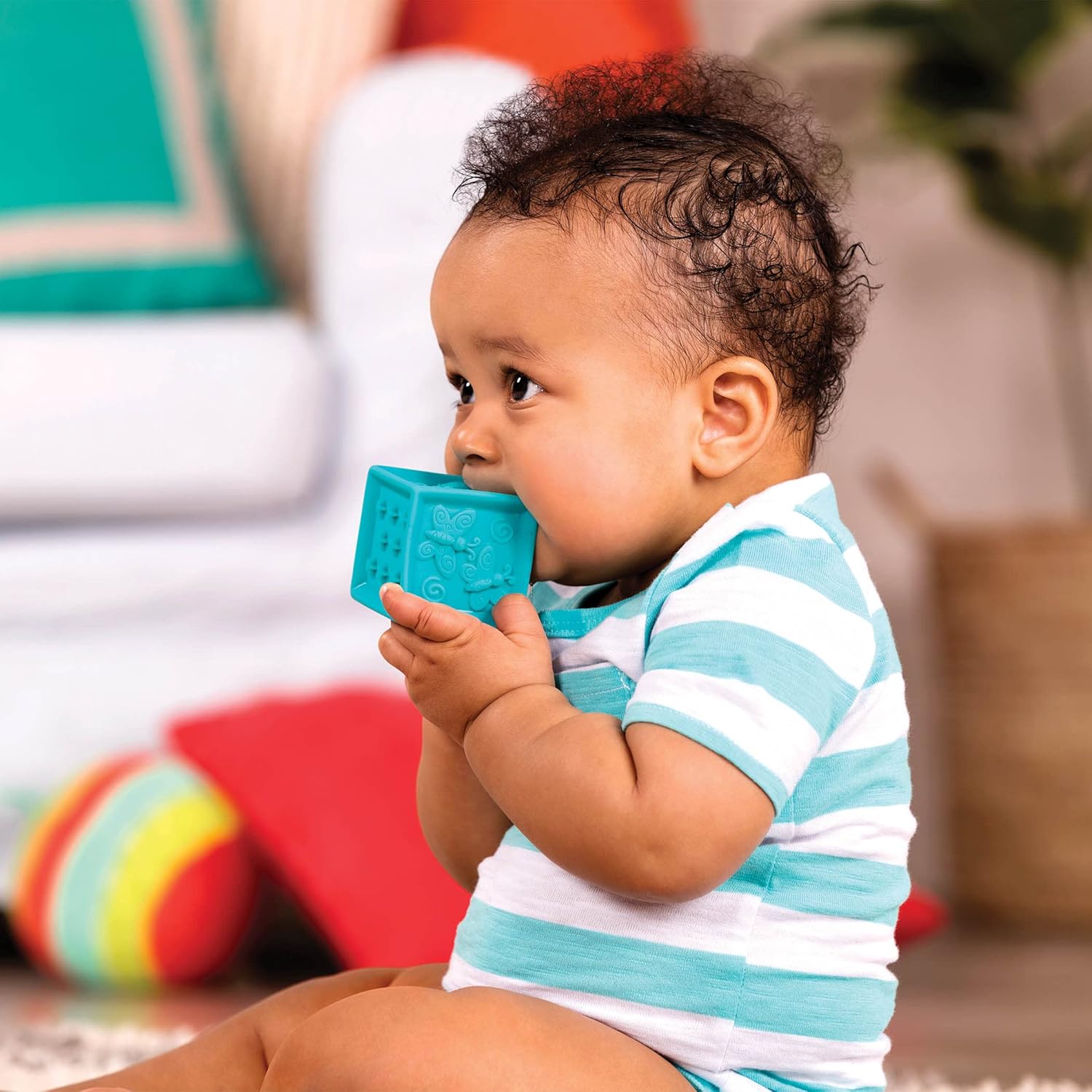 B. toys One Two Squeeze™ 10 Soft Squeezable Baby Blocks - Stacking & Learning Toy for 6+ Months 10