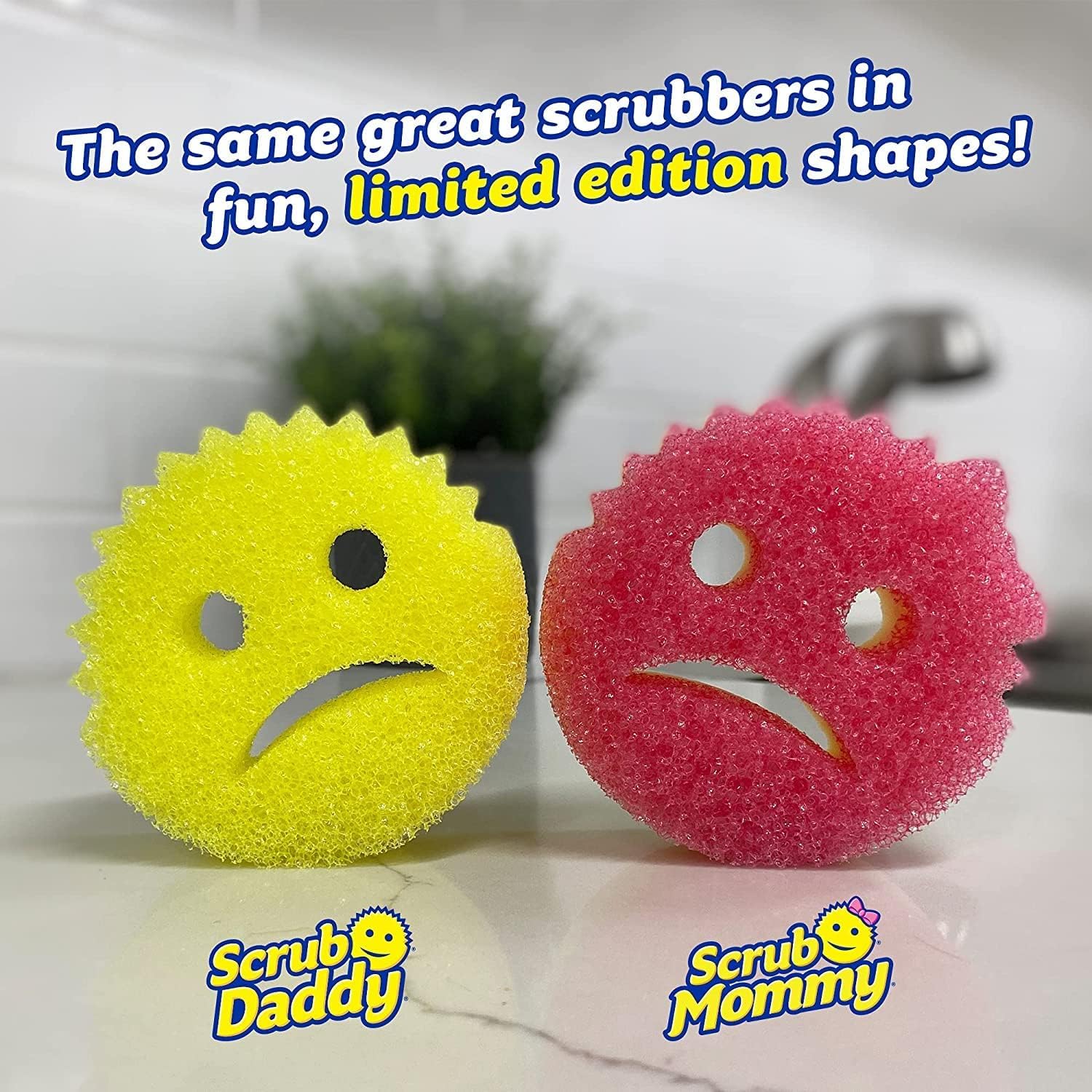 Scrub Daddy - Cranky Couple 2 Pack Scrub Sponges for Kitchen & Bathroom Cleaning 8