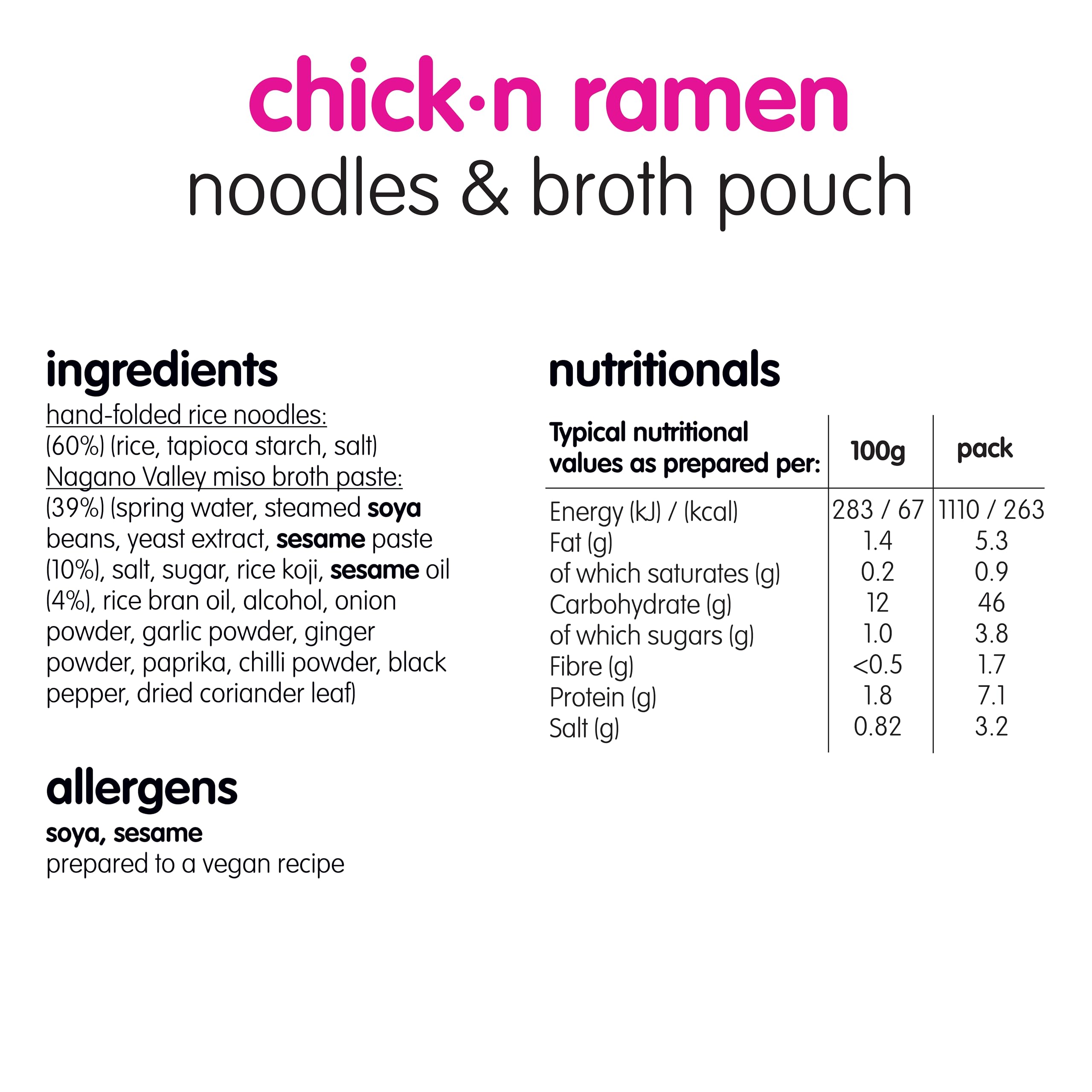Itsu Chickn Noodles & Broth Pouch 82g - Pack of 6 | Gluten Free Vegan Instant Noodles