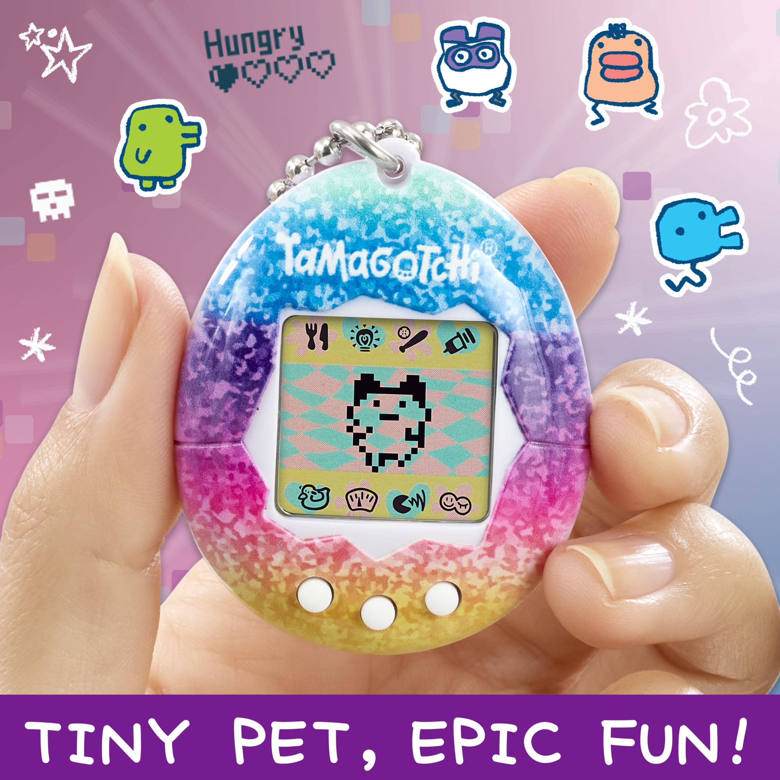 Bandai Tamagotchi Original Rainbow Shell - Electronic Virtual Pet Toy for Kids 8+ 12
