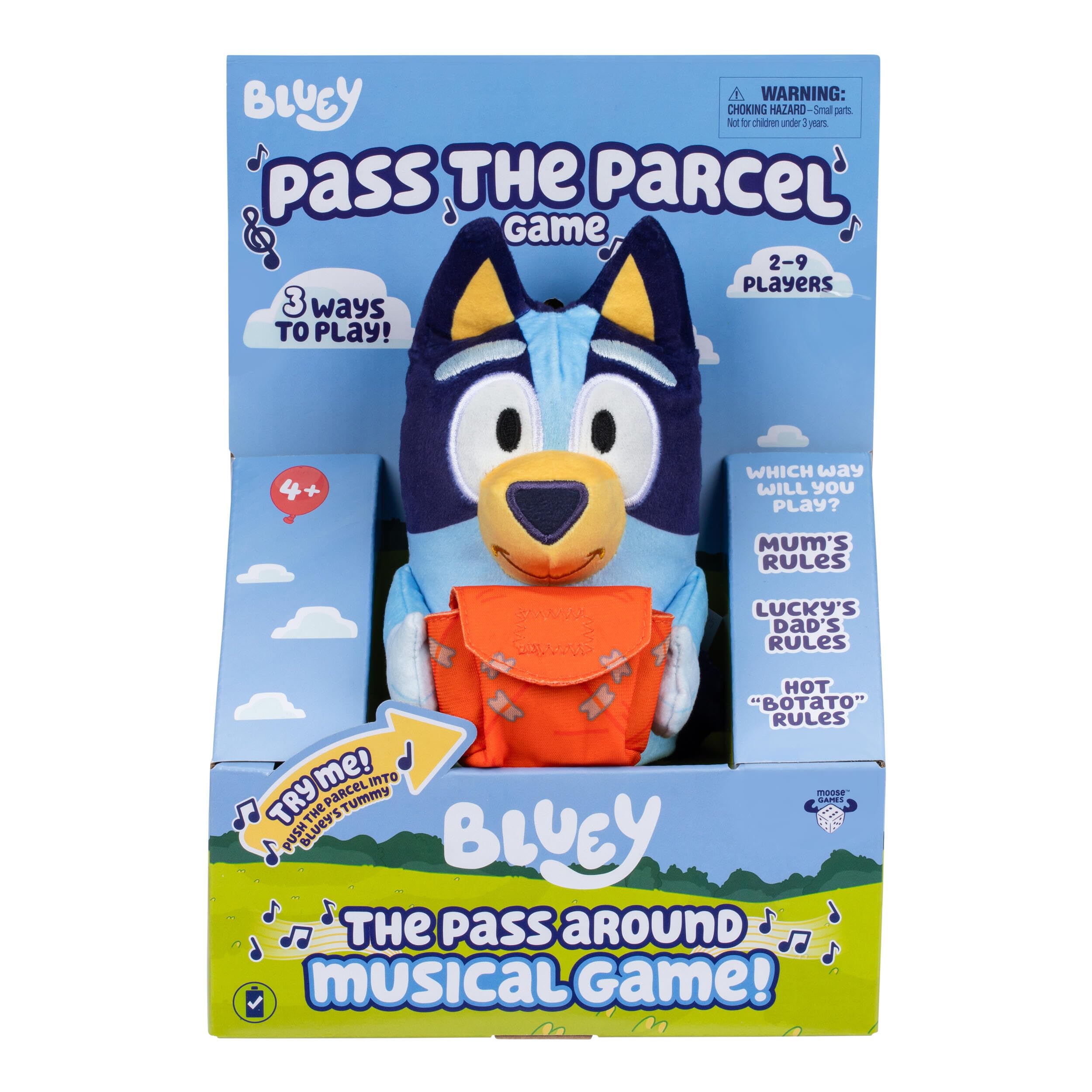 Moose Bluey Pass the Parcel Musical Game | 8" Plush | 2-9 Players 1
