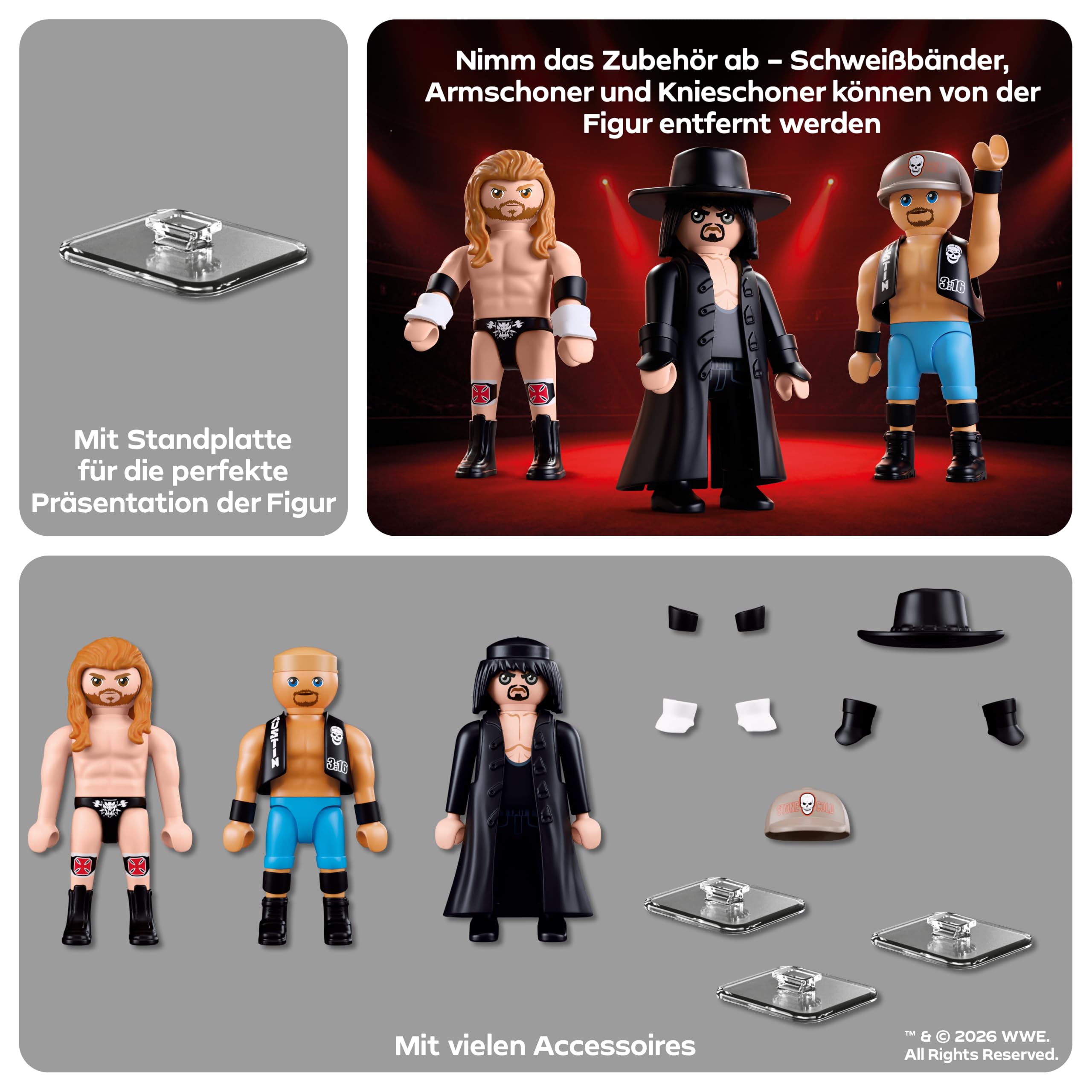 Playmobil WWE Attitude Era Multipack Figure Set - Undertaker, Stone Cold, Triple H | Ages 4+ 4
