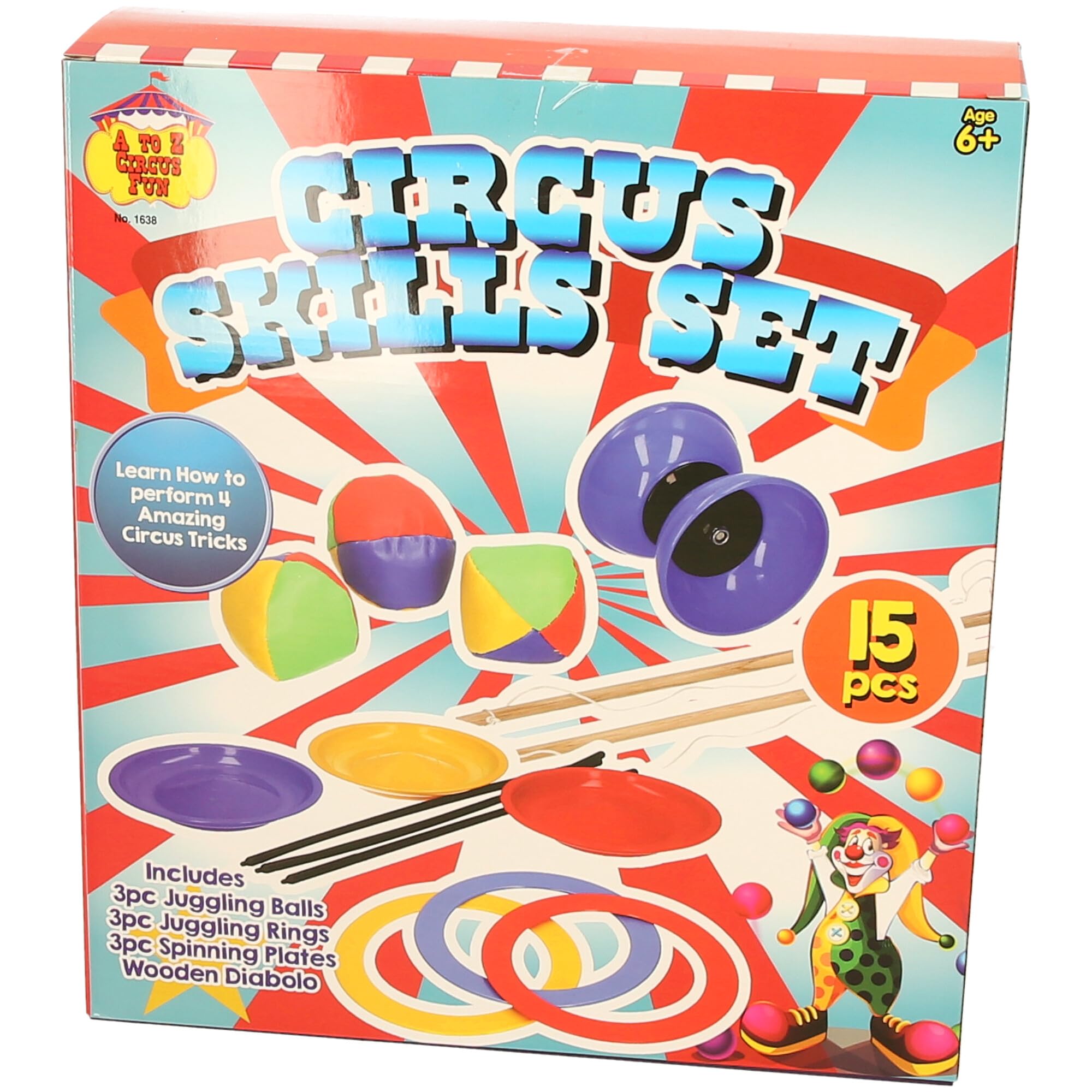 Tent Fun Circus Skills Set - 15-Piece Juggling & Spinning Toys for Kids 6+ 6